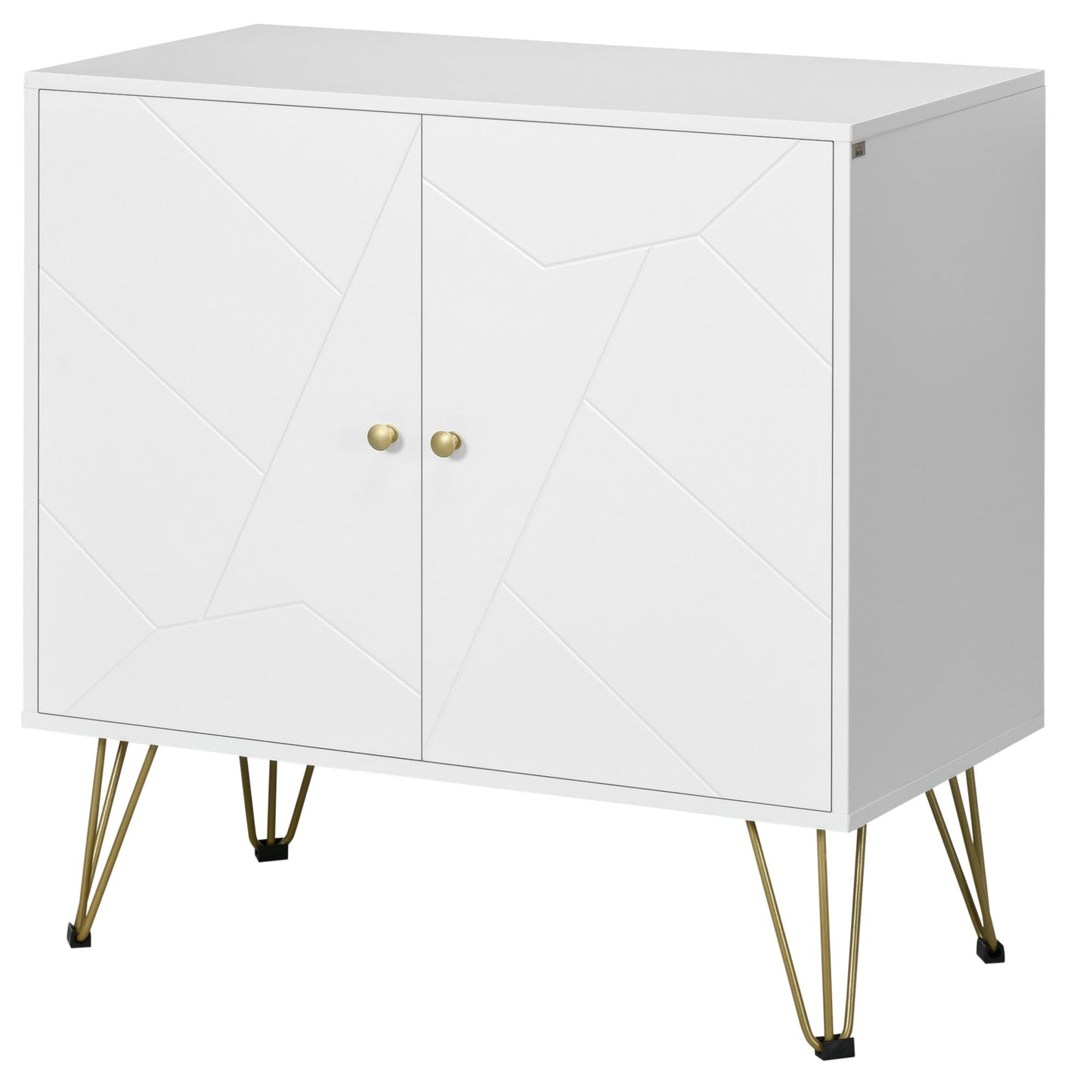 HOMCOM Modern Storage Cabinet with Golden Hairpin Legs, Freestanding Sideboard with Adjustable Shelves for Living Room, Dining Room, Hallway, White