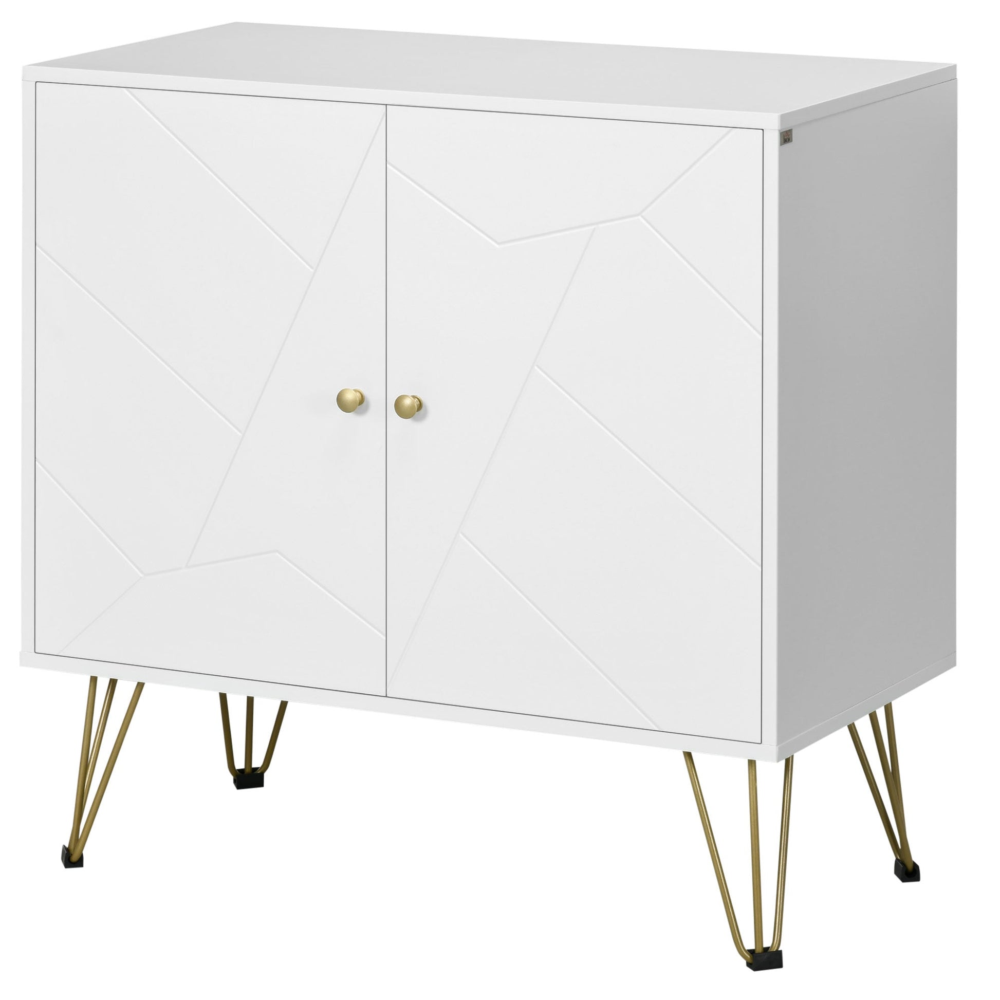 HOMCOM Modern Storage Cabinet with Golden Hairpin Legs, Freestanding Sideboard with Adjustable Shelves for Living Room, Dining Room, Hallway, White