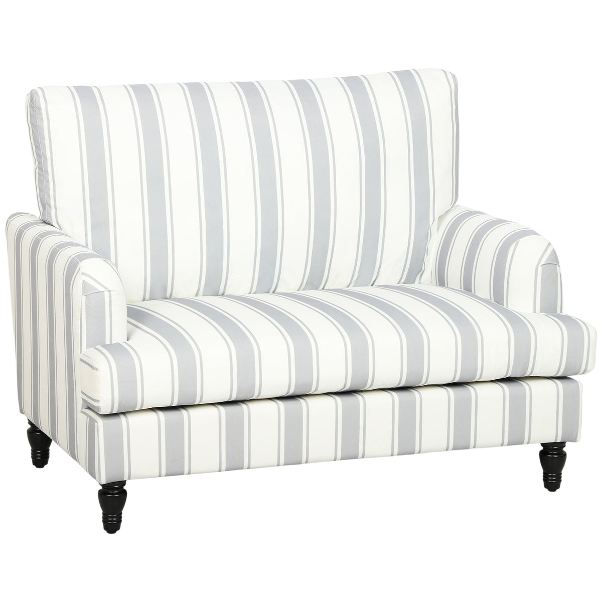 Modern Accent Chair, Velvet Single Sofa Armchair with Stripes, Turned Legs and Wide Seat, Upholstered Snuggle Chair for Living Room, Bedroom, Grey