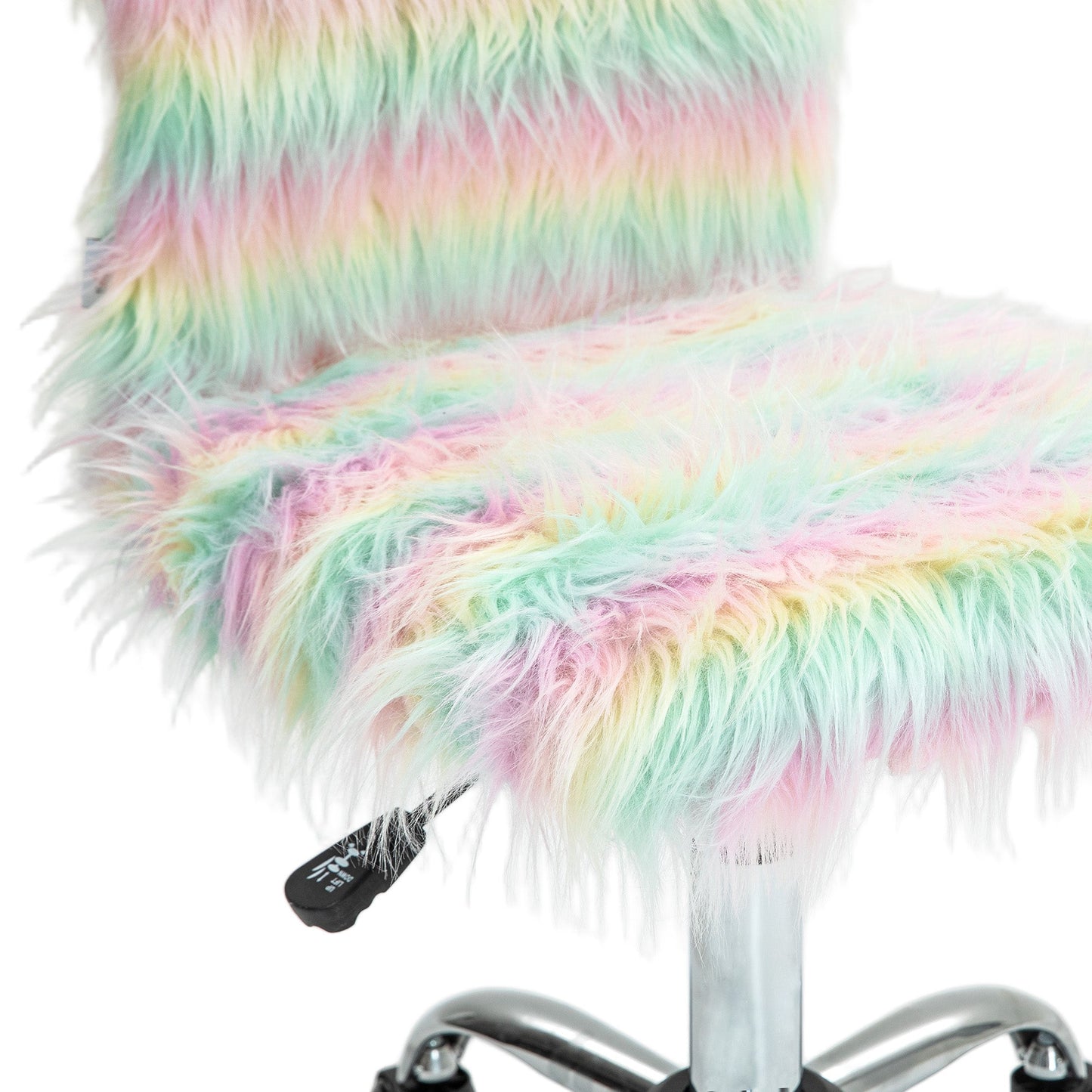 HOMCOM Armless Computer Desk Chair, Fluffy Fabric Swivel Office Chair, Makeup Vanity Chair with Height Adjustable, Wheels, for Home Study Bedroom, Multicolour