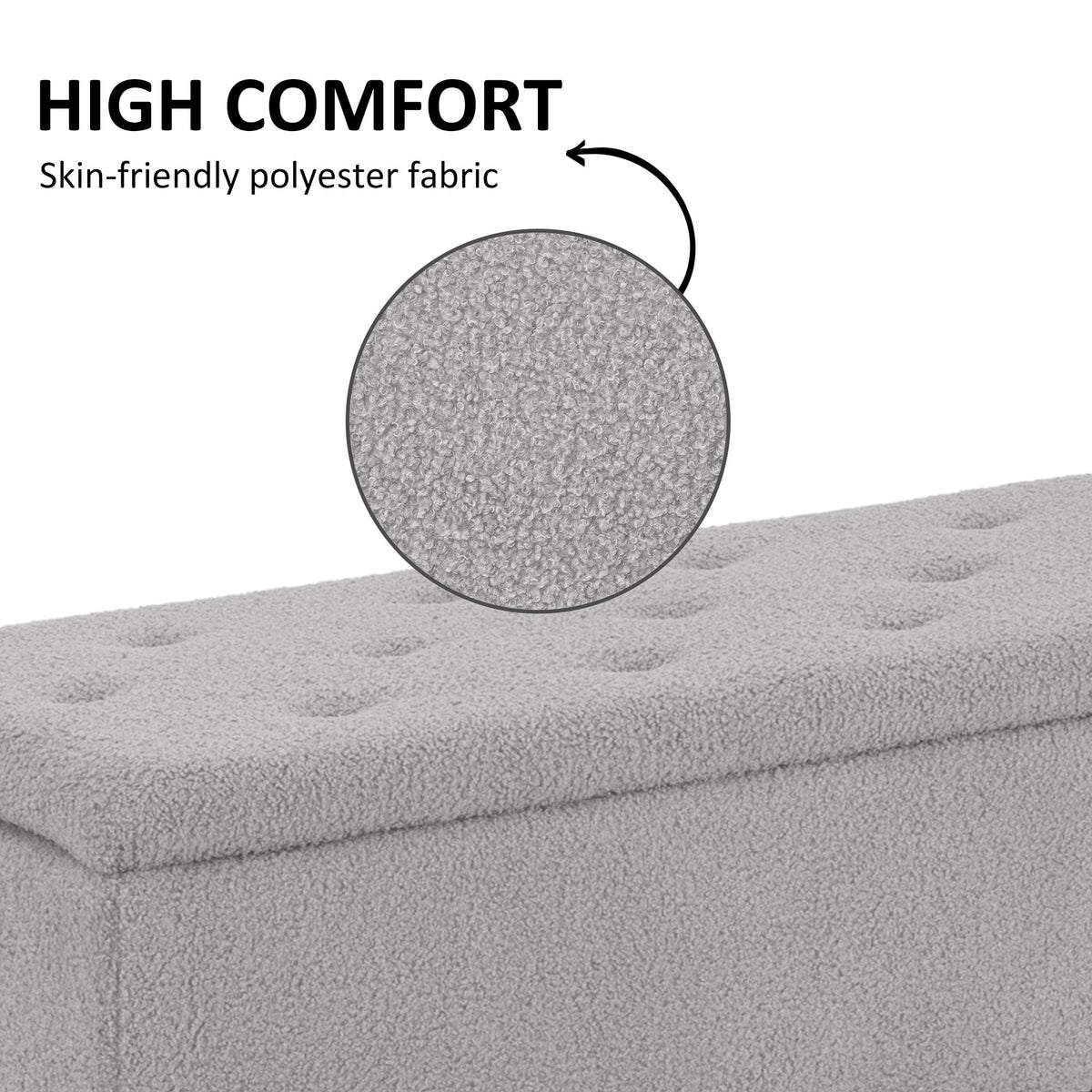 HOMCOM 47L Storage Ottoman, End of Bed Bench with Wooden Legs, Fabric Footstool for Living Room, Bedroom, 95 x 38 x 45cm, Grey