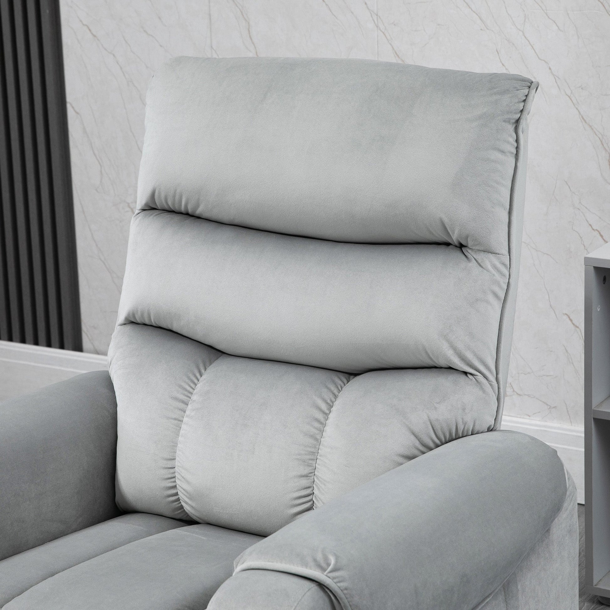 HOMCOM Recliner Electric Power Lift Chair for Elderly with 8 Vibration Massage Points, Upholstered Reclining Chair with Remote Controls, Side Pockets, Grey
