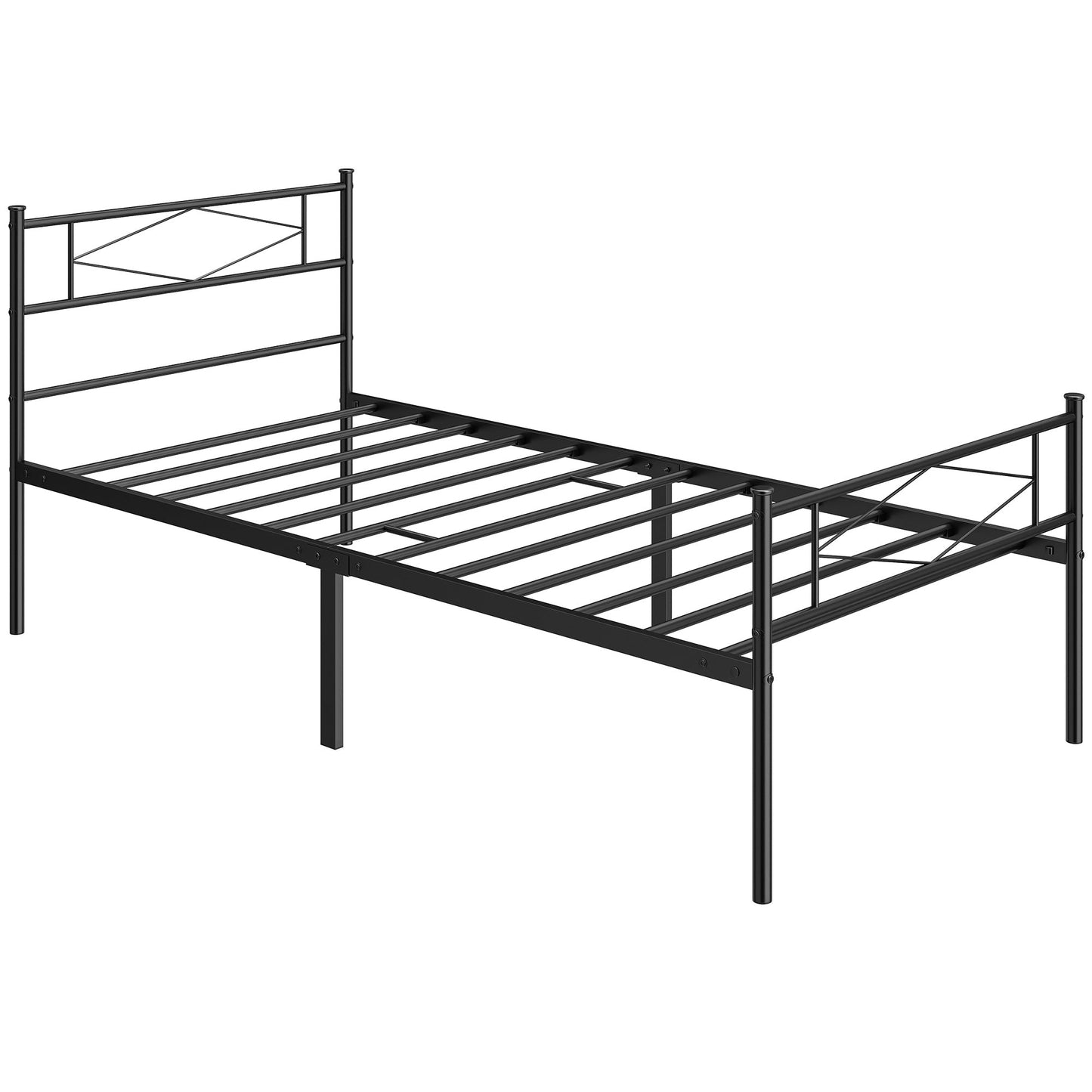 3ft Single Bed Frame with Headboard and Footboard, Metal Platform Bed Frame with 32 cm Underbed Storage, Steel Slat Support, Noise-Free, No Box Spring Needed, Easy Assembly, Black