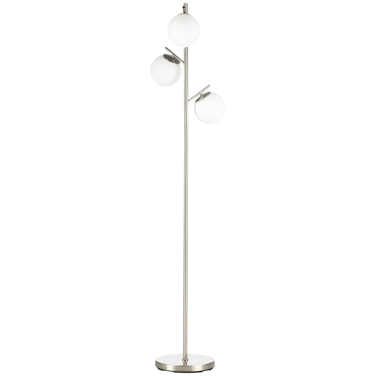 HOMCOM 3-Light Tree Floor Lamps for Living Room, Modern Standing Lamp for Bedroom with Globe Lampshade, Steel Base, Bulb not Included, Silver