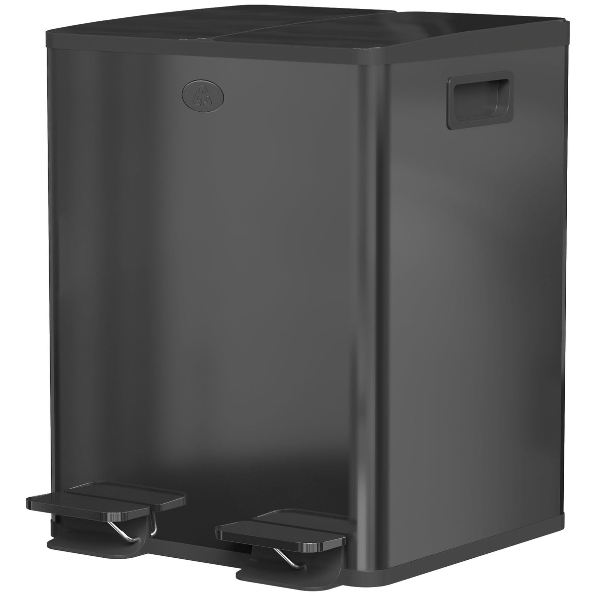 HOMCOM Dual Kitchen Bin, 2 x 20L Pedal Bin, Stainless Steel Double Rubbish Bin with Soft Close Lid, Removable Inner Buckets, Fingerprint-Proof for Recycling and Waste, Black