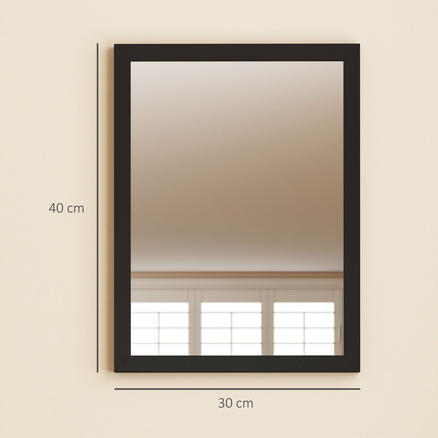 Decorative Rectangular Wall Mirror, 40W x 30H cm Wall-Mounted Bathroom Mirror for Living Room, Bedroom, Hallway, Set of 2, Black