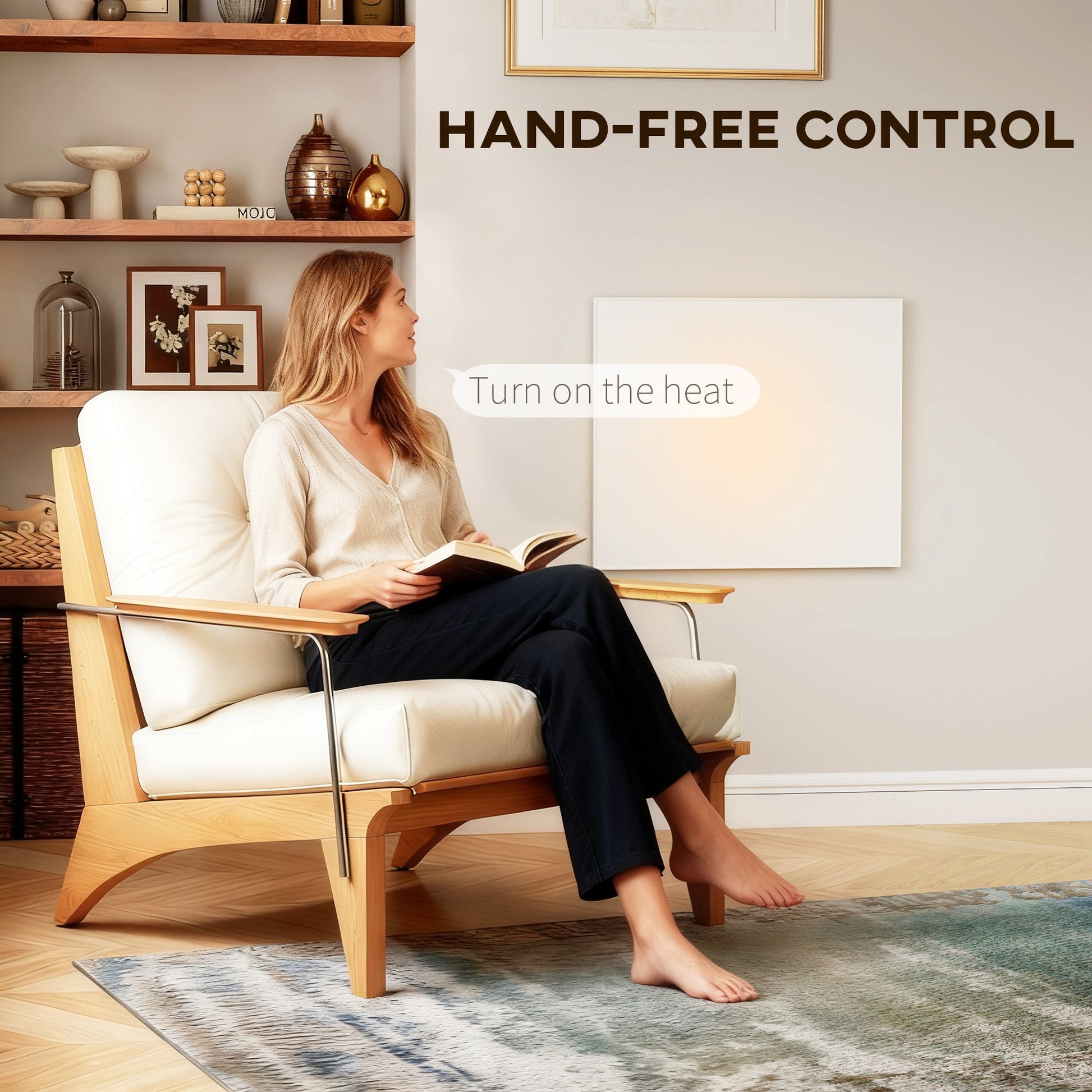 Wifi Enabled Smart Electric Heater, 520W Far Infrared Panel Heater, Low Energy, Voice Control, Adjustable Thermostat, Weekly and 12H Timer, Wall Mounted Radiator, Overheat Protection, White