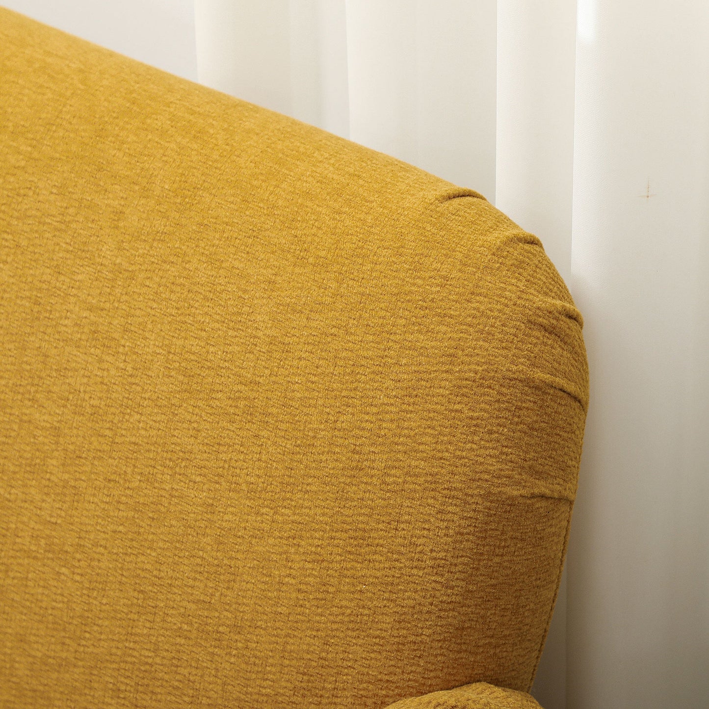 HOMCOM 2 Seater Sofa, Small Sofa Couch with 21cm Thick Padding and Wood Legs, Modern Velvet Feel Fabric Loveseat for Living Room, Bedroom, Home Office, Yellow