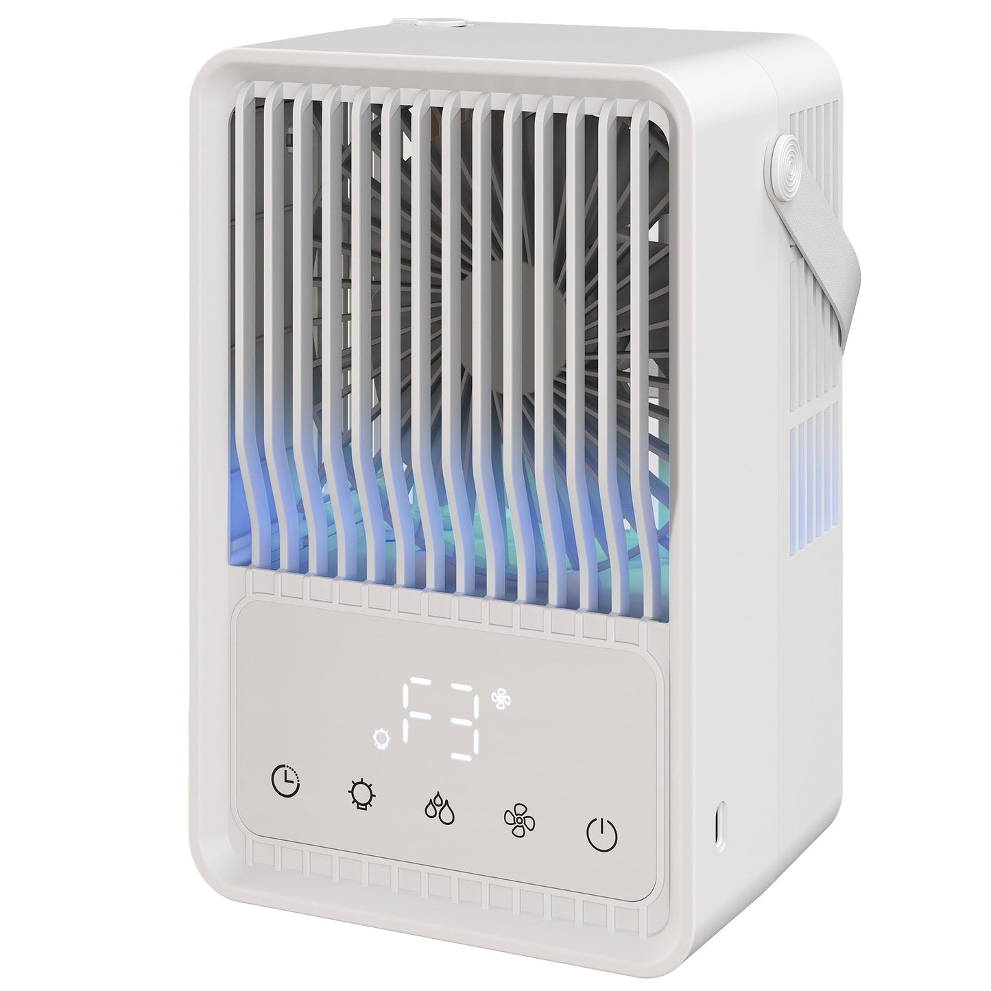 23.2 cm Desk Fan with Humidifier, 3-Speed Table Fan with 550ml Water Tank, Small Fan with RGB Light for Bedroom, Home Office, White