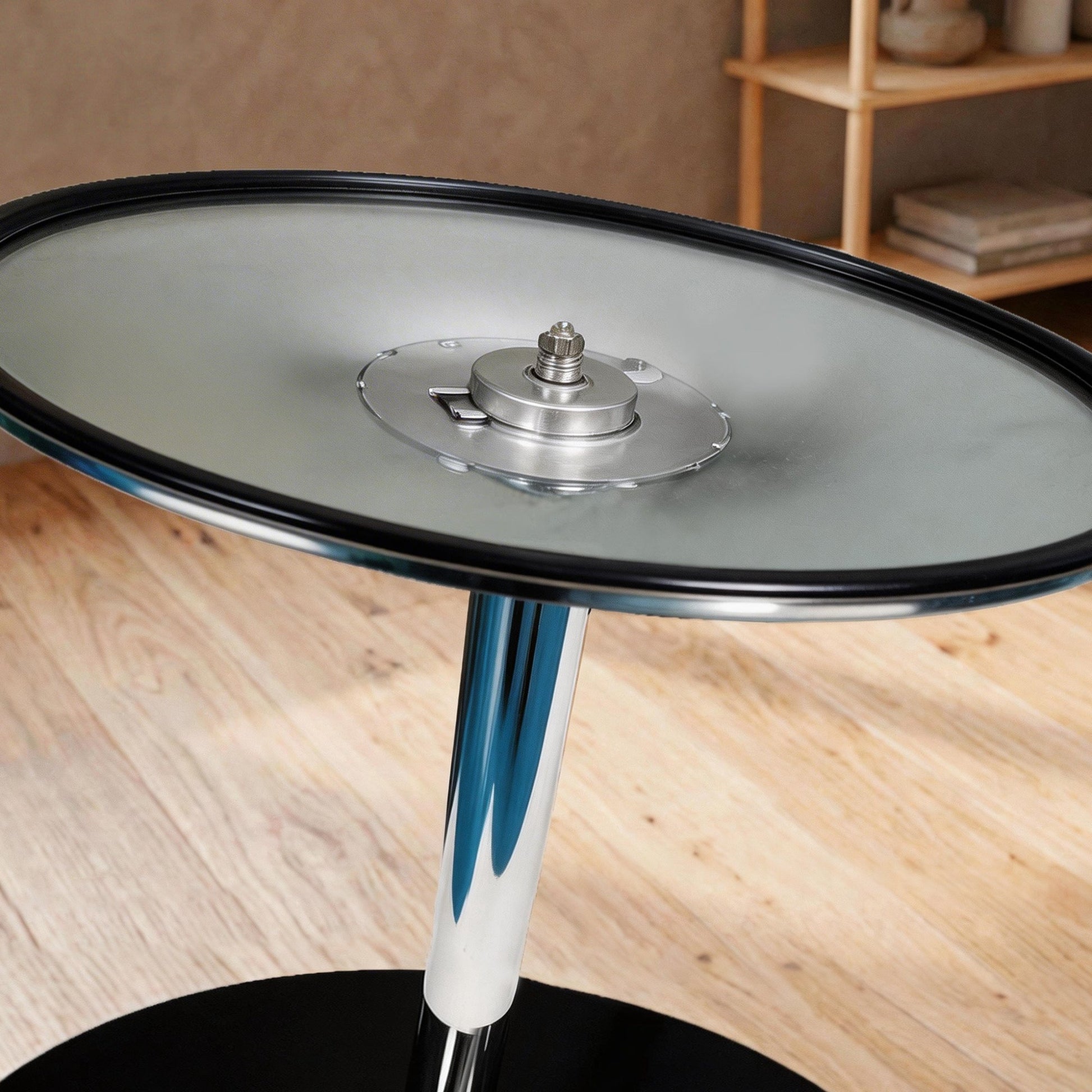 Round Bar Table, Modern Dining Table with Tempered Glass Top and Steel Frame for 4, Easy Assembly for Breakfast Bar, Dining Room, 80 x 80 x 77cm, Black
