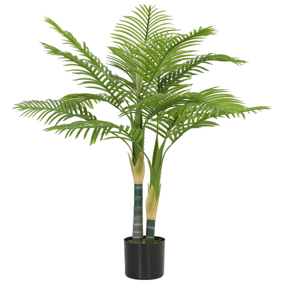 120cm Artificial Palm Tree with 14 PEVA Leaves, Decorative Artificial Plant with Pot and Moss Effect, Fake Plant for Home Office Decor, Green