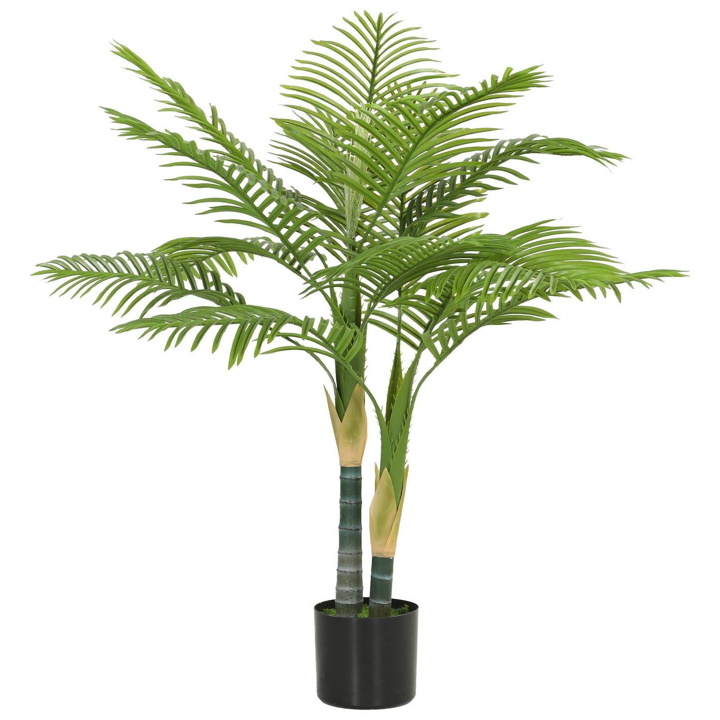 120cm Artificial Palm Tree with 14 PEVA Leaves, Decorative Artificial Plant with Pot and Moss Effect, Fake Plant for Home Office Decor, Green