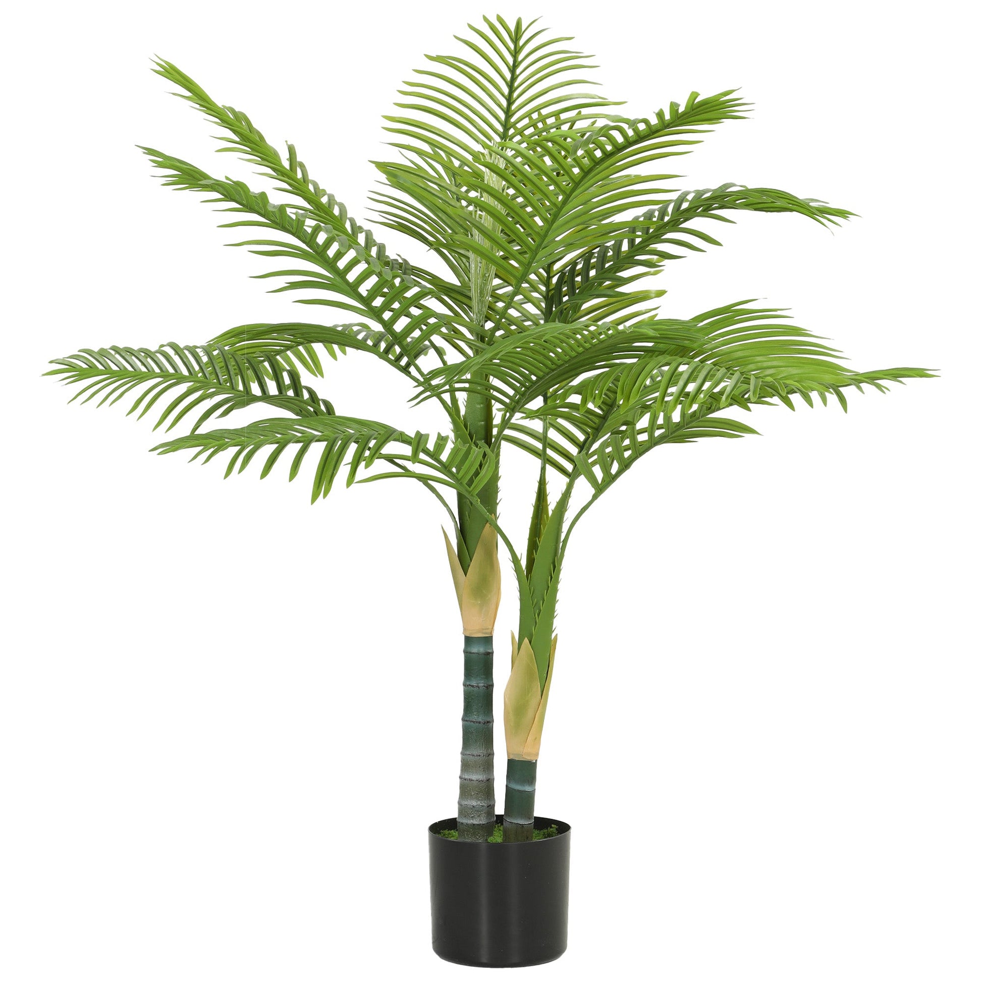 120cm Artificial Palm Tree with 14 PEVA Leaves, Decorative Artificial Plant with Pot and Moss Effect, Fake Plant for Home Office Decor, Green