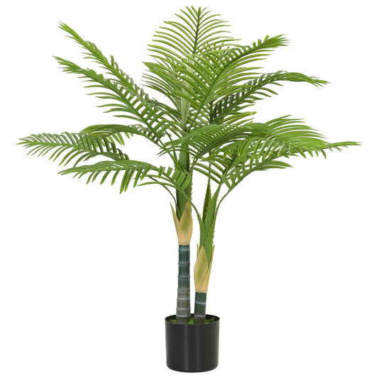 120cm Artificial Palm Tree with 14 PEVA Leaves, Decorative Artificial Plant with Pot and Moss Effect, Fake Plant for Home Office Decor, Green