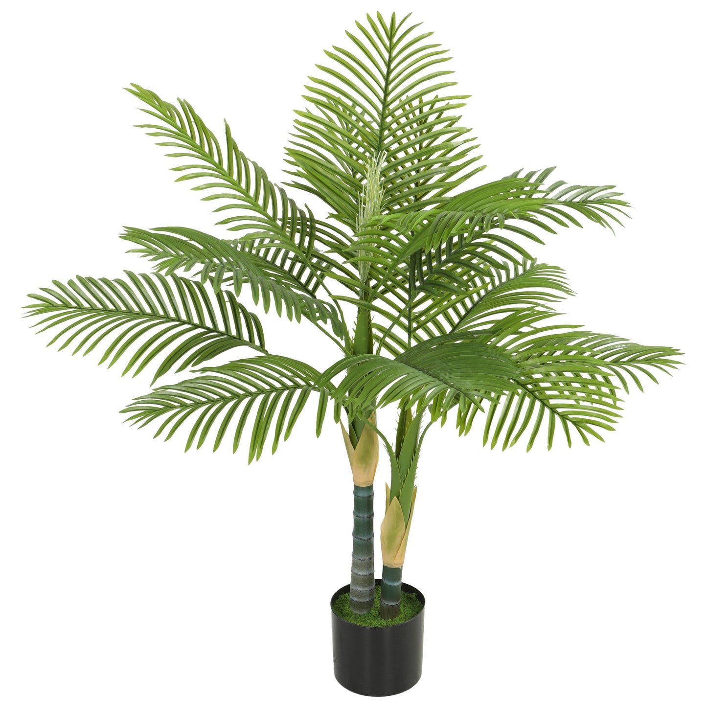 120cm Artificial Palm Tree with 14 PEVA Leaves, Decorative Artificial Plant with Pot and Moss Effect, Fake Plant for Home Office Decor, Green