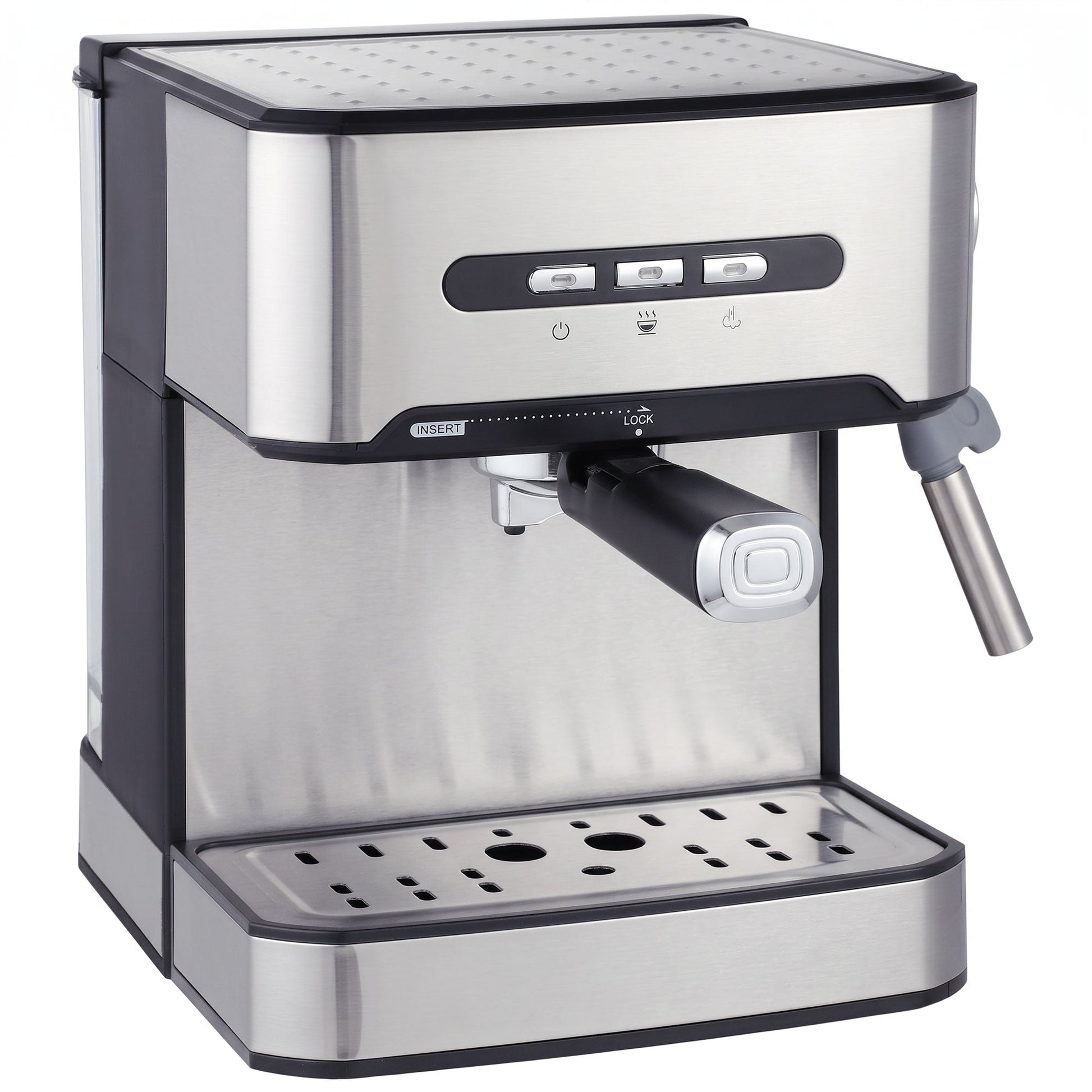 Espresso Machine with Milk Frother Wand, 1.6 L Water Tank, 850W Semi Automatic 20 Bar Coffee Machine, Latte and Cappuccino Maker with Double Shot, Hot Water, Cup Warming, Black and Silver