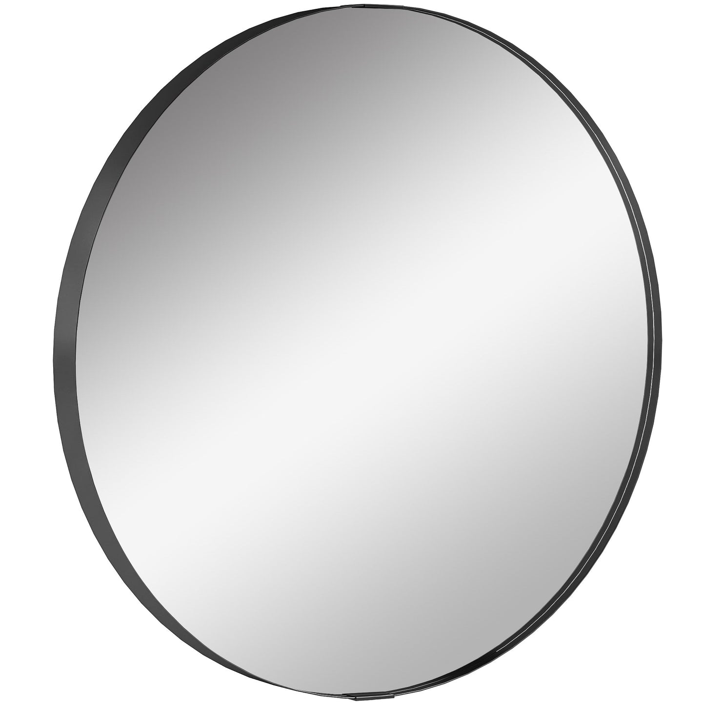 Round Wall Mirror 61 cm, Wall Mounted Bathroom Mirror with Tempered Safety Glass and Aluminium Alloy Frame for Living Room, Bedroom, Entryway, Home, Black