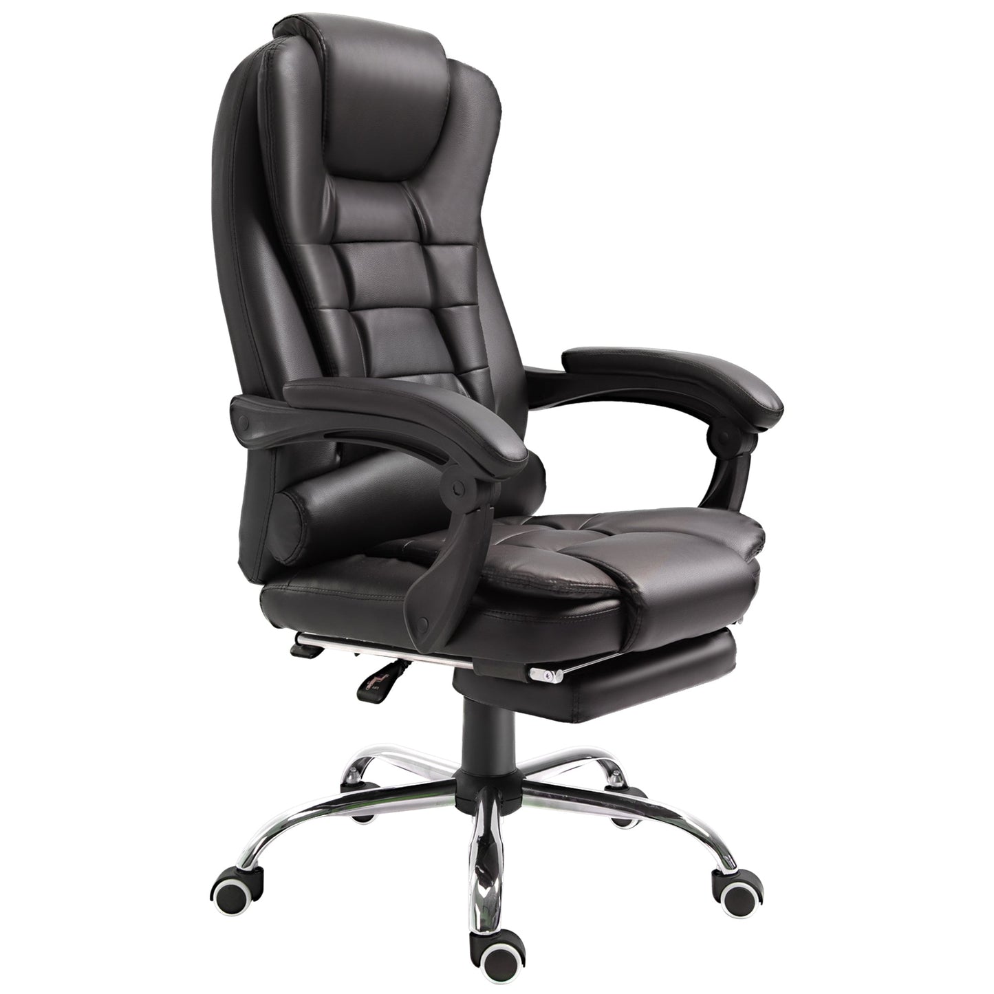 HOMCOM PU Leather Executive Office Chair, High Back Swivel Chair with Retractable Footrest, Adjustable Height, Reclining Function, Brown