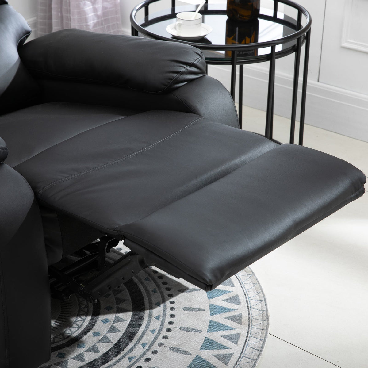 HOMCOM Recliner Armchair, PU Leather Reclining Chair with Adjustable Leg Rest, for Home Living Room Theater, Black