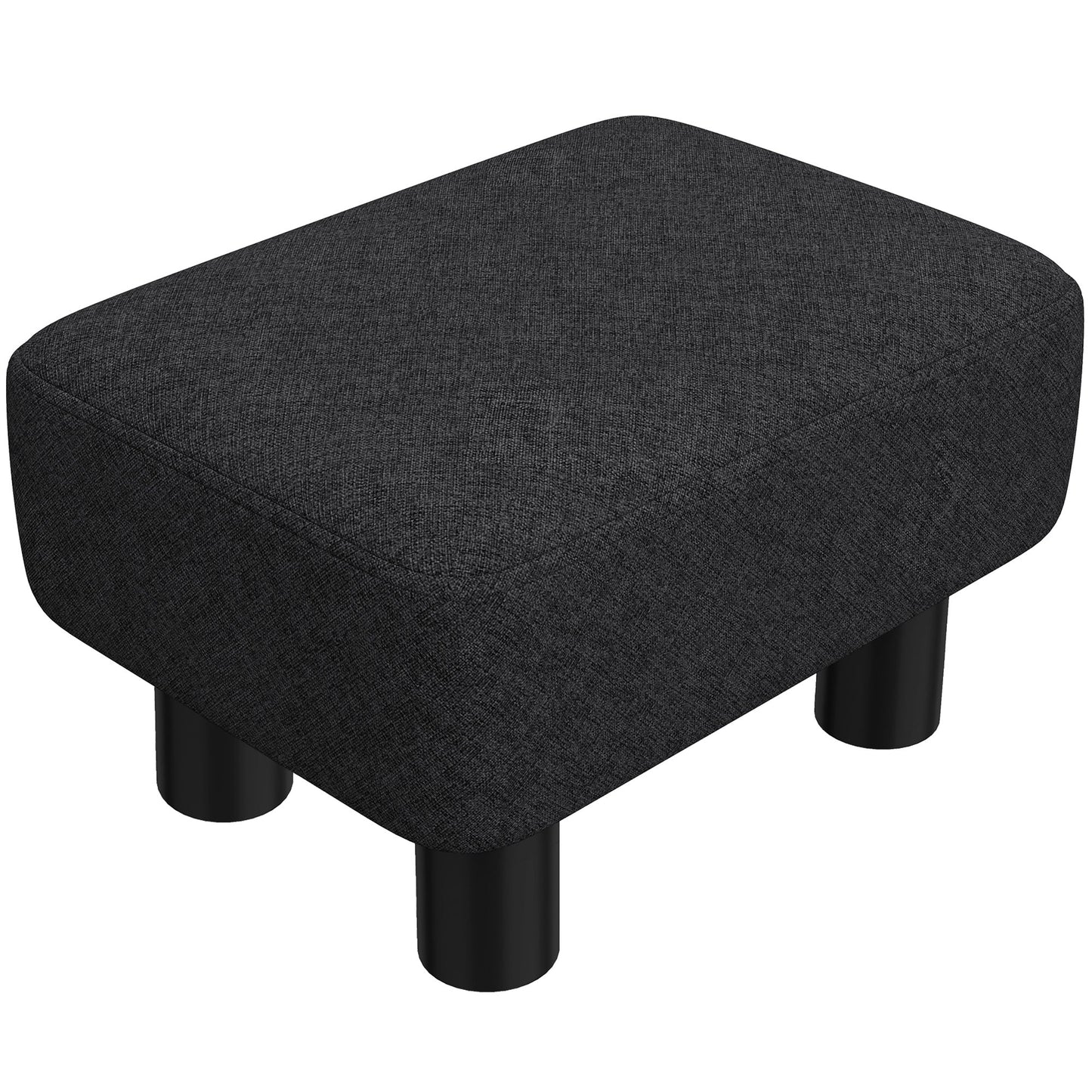 Linen-Look Fabric Foot Stool Footrest Small Seat Footrest Chair Ottoman Home Office with Legs 40 x 30 x 24cm, Black