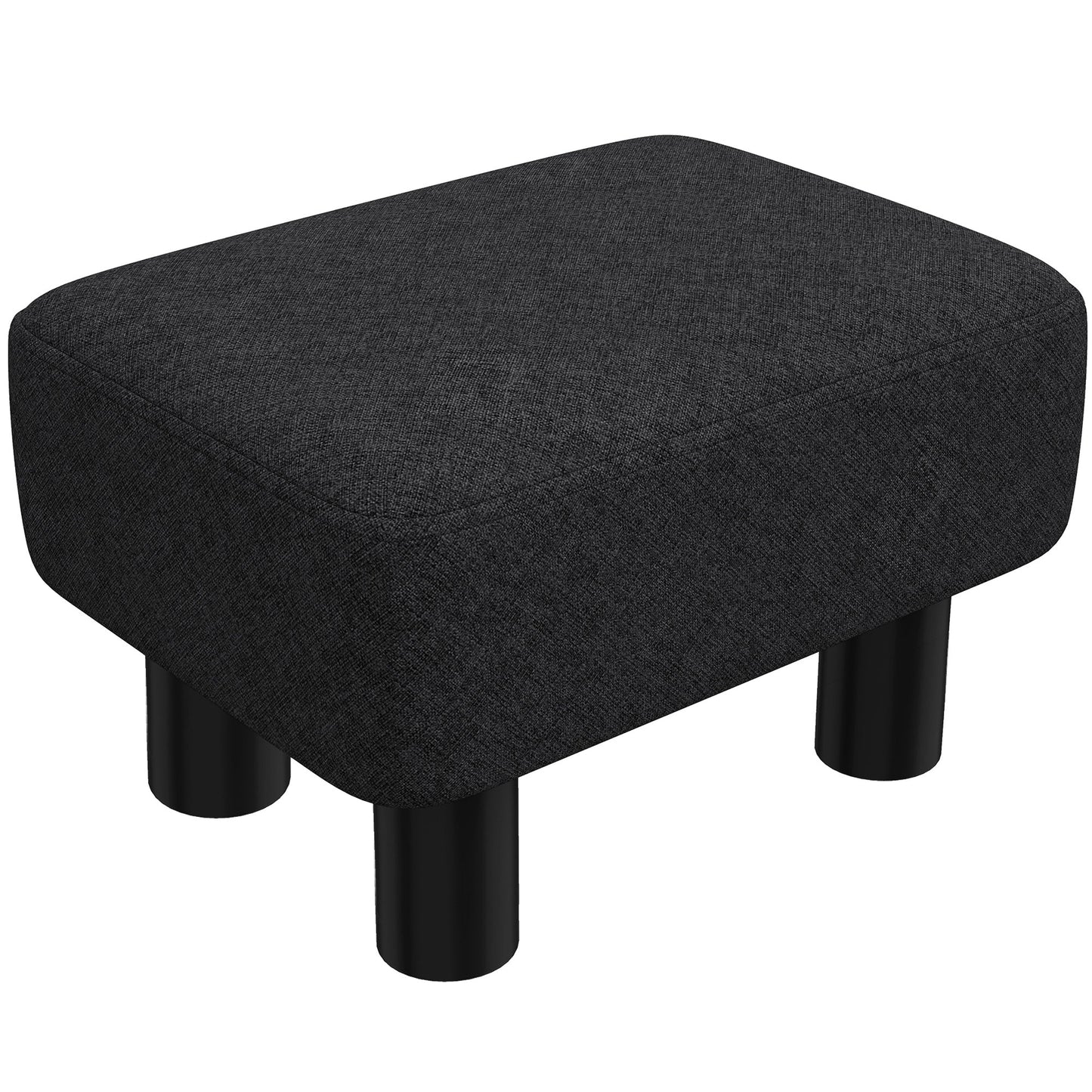Linen-Look Fabric Foot Stool Footrest Small Seat Footrest Chair Ottoman Home Office with Legs 40 x 30 x 24cm, Black