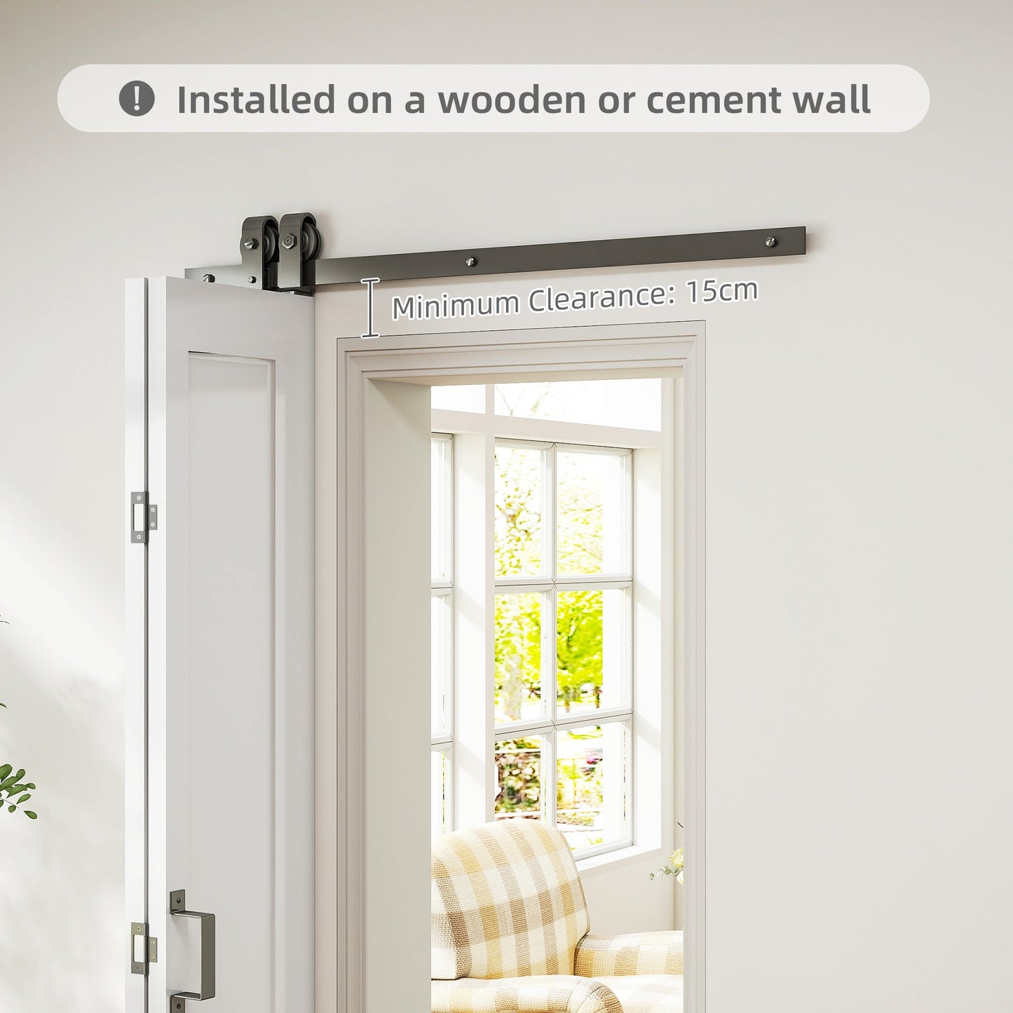70cm Modern Sliding Door Set Kit with Carbon Steel Rail, Opaque Home Decoration, DIY Office Style, White