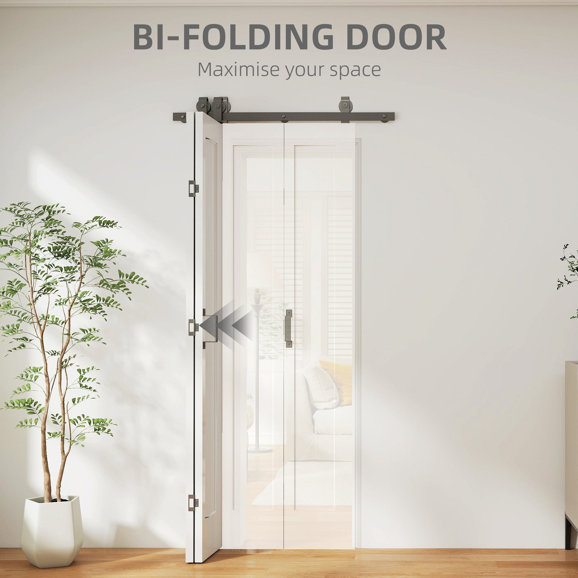 70cm Modern Sliding Door Set Kit with Carbon Steel Rail, Opaque Home Decoration, DIY Office Style, White