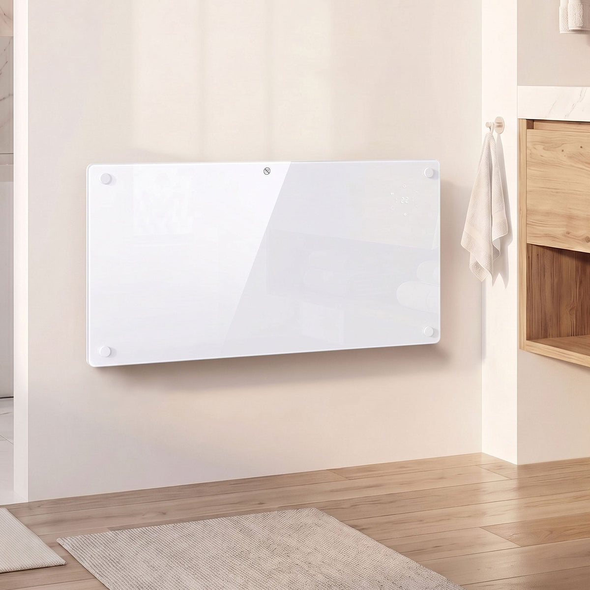 1500W Smart Glass Panel Heater Wall Mounted & Freestanding, Wifi Enabled, Works With Alexa & Google Home, Electric Heater with Weekly Timer, Open Window & Anti-Frost Mode, Thermostat, White
