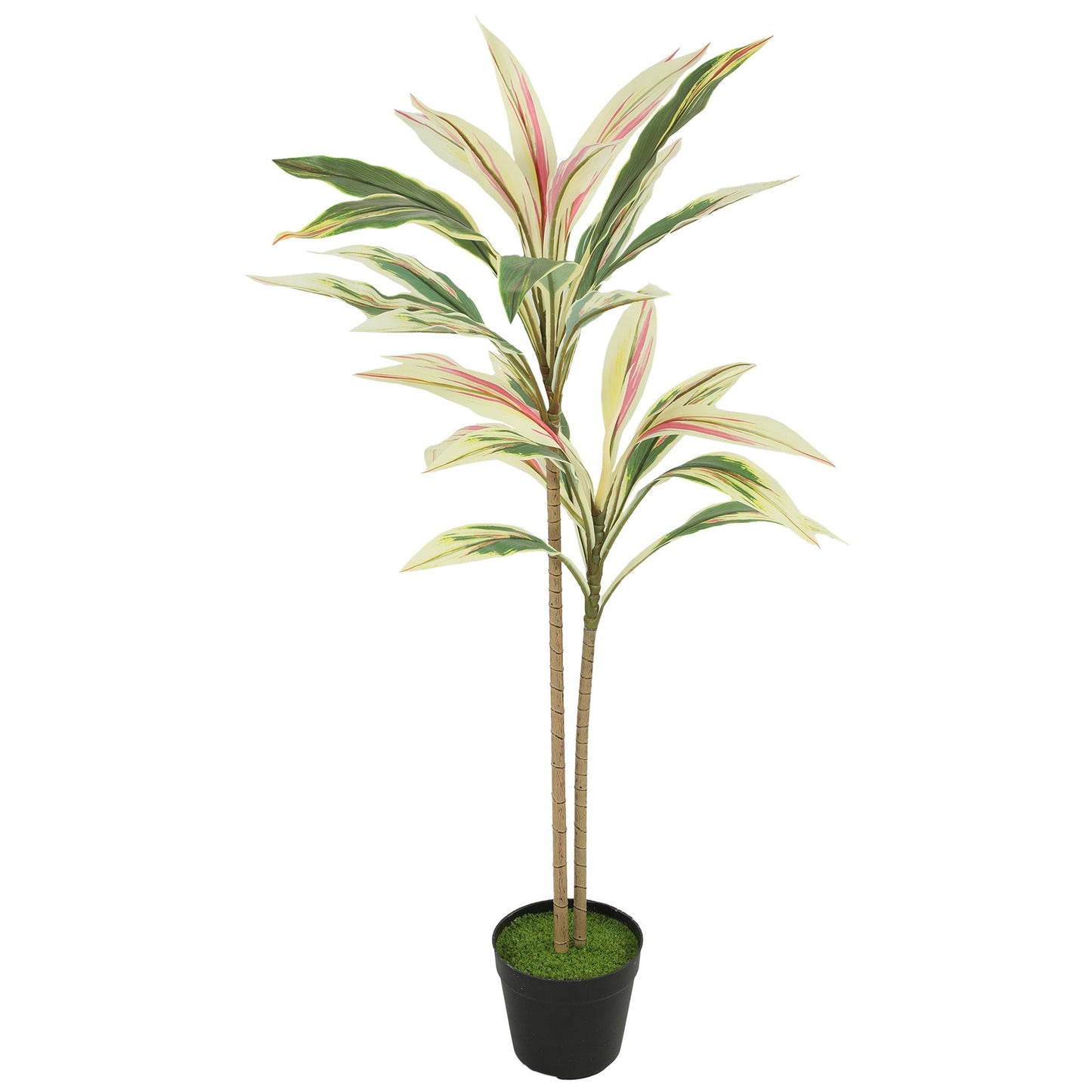 Artificial Cordyline Tree, 90 cm Fake Cordyline Tree with 29 Leaves, Realistic PEVA Faux Plant in Moss Effect Pot for Home Indoor Outdoor Decor, Yellow