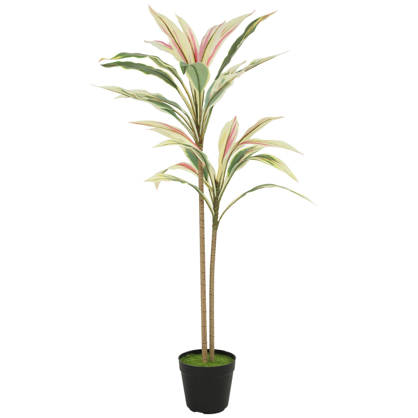 Artificial Cordyline Tree, 90 cm Fake Cordyline Tree with 29 Leaves, Realistic PEVA Faux Plant in Moss Effect Pot for Home Indoor Outdoor Decor, Yellow