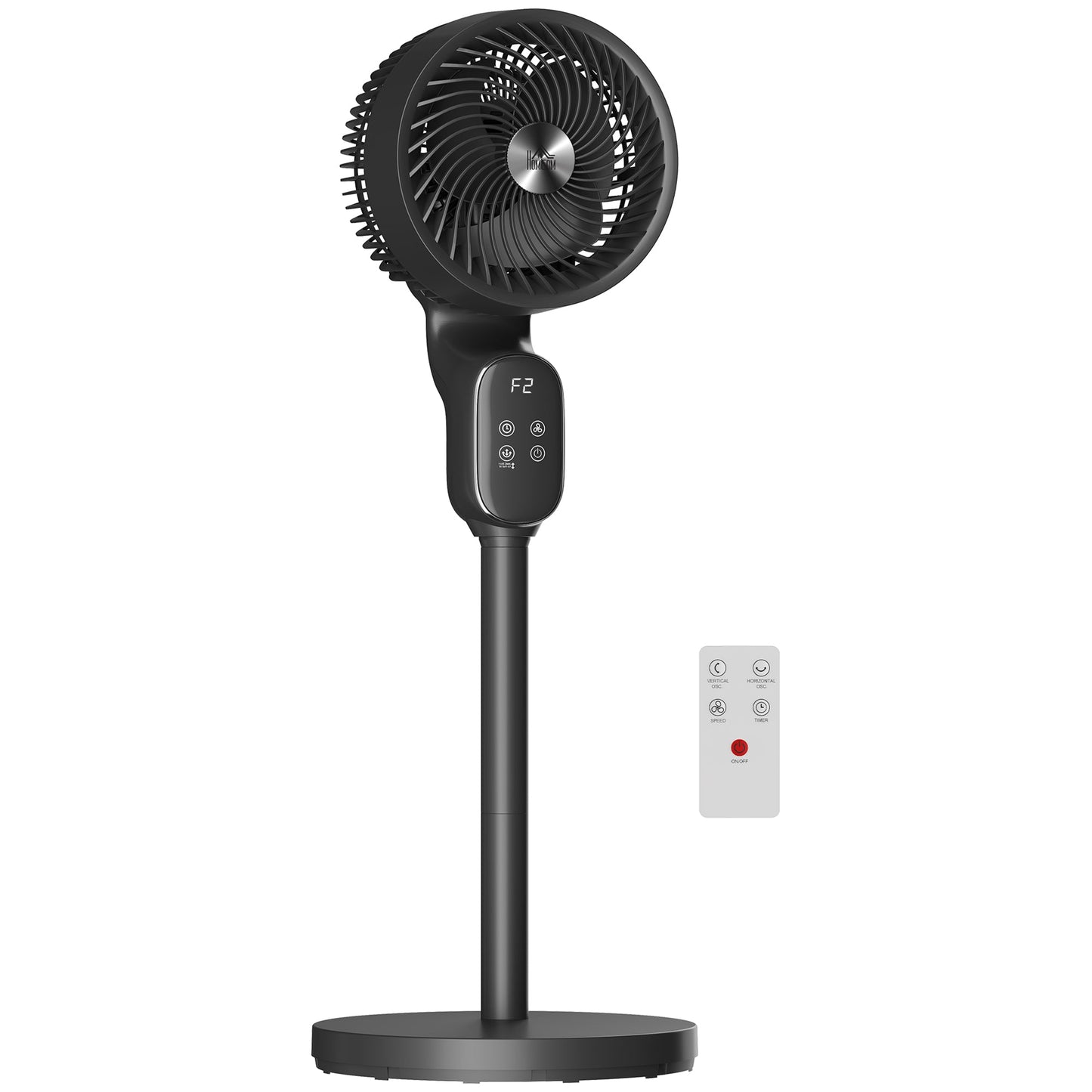 20 dB Silent Standing Fan for Bedroom, 39" Pedestal Fan with Remote, 90° Oscillating, 8 Speeds, Adjustable Height, 12H Timer, Aroma Diffuser, LED Display, Black