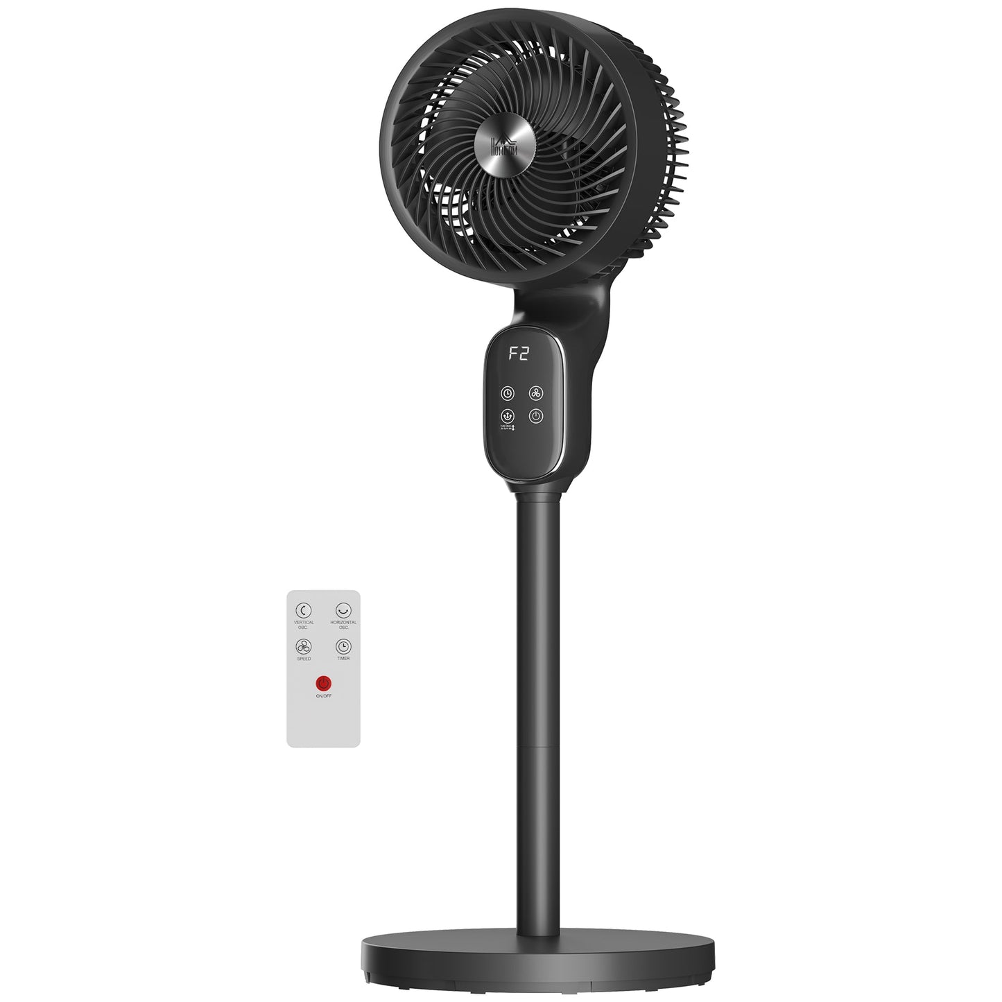 20 dB Silent Standing Fan for Bedroom, 39" Pedestal Fan with Remote, 90° Oscillating, 8 Speeds, Adjustable Height, 12H Timer, Aroma Diffuser, LED Display, Black