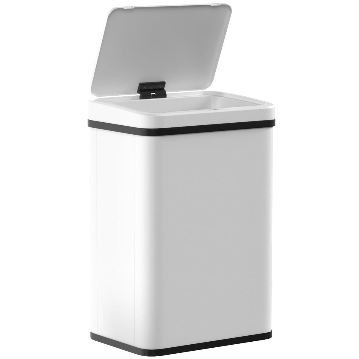 40L Sensor Bin with Quiet Soft-Close Lid, Automatic Touchless Motion Sensor Kitchen Bin with Fingerprint Resistant Stainless Steel for Hygienic Gyms, Home Office Use, White