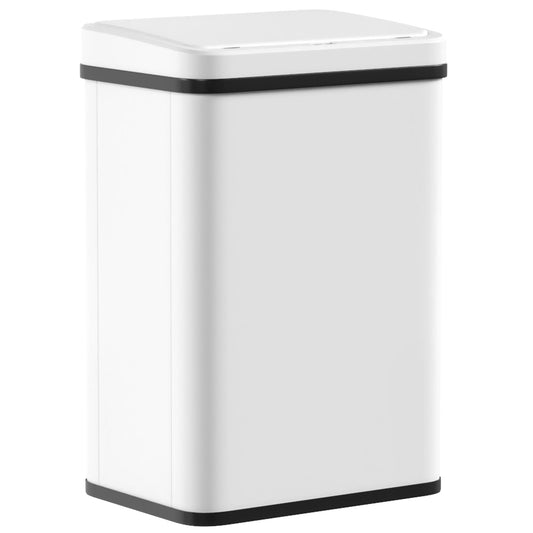 40L Sensor Bin with Quiet Soft-Close Lid, Automatic Touchless Motion Sensor Kitchen Bin with Fingerprint Resistant Stainless Steel for Hygienic Gyms, Home Office Use, White