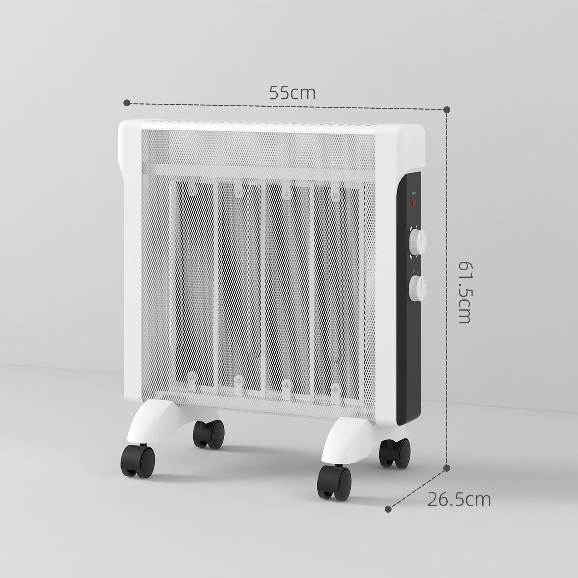HOMCOM 2000W Mica Oil Free Panel Heater, Portable Convection Space Heater with Tip-over and Overheat Protection, 2 Heat Settings, Electric Heater for Home Office, Bedroom, White