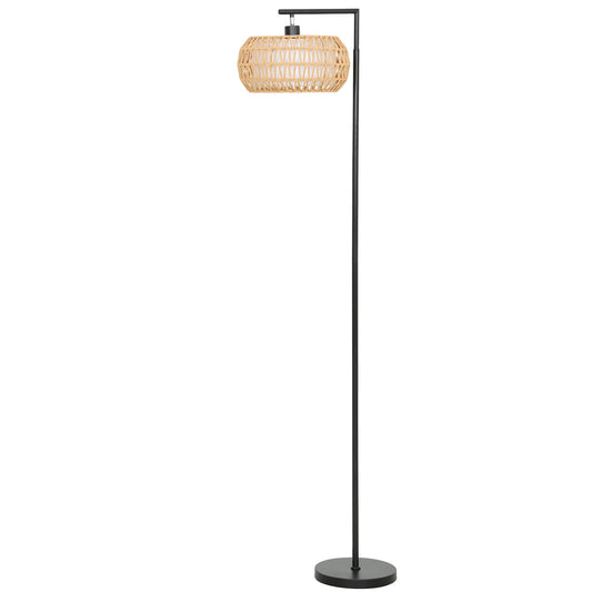 Boho Floor Lamp with Double Shade, Dimmable Standing Lamp with Remote and Foot Switch, 3 Colour Temperatures and Timer for Living Room, Bedroom, Office, Black