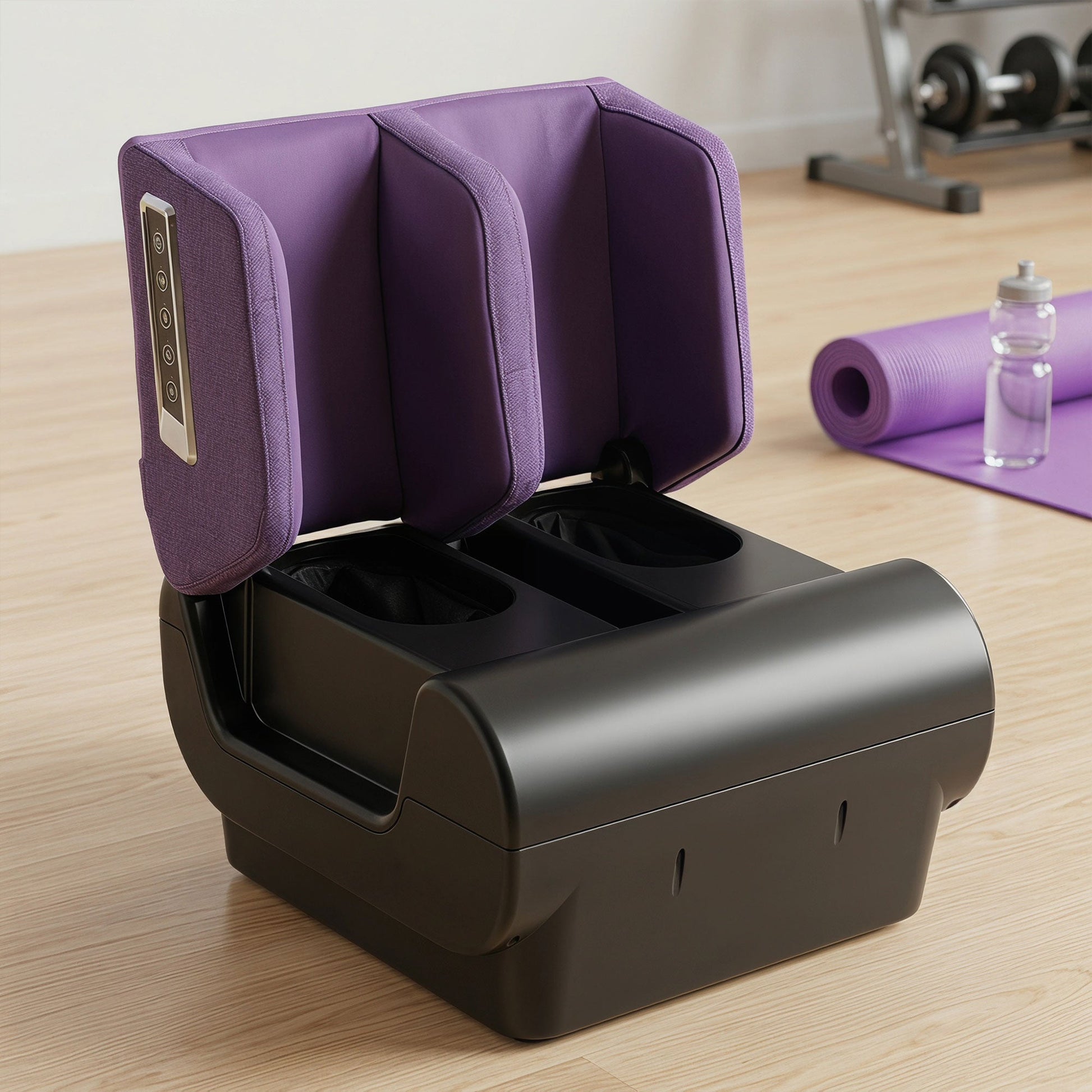 Foot and Calf Massager, 2 in 1 Foot Massager Machine & Ottoman with Shiatsu Foot with Heat, Air Compression, Timer, 3 Modes & Intensities for Feet, Ankle, Leg, Purple and Black