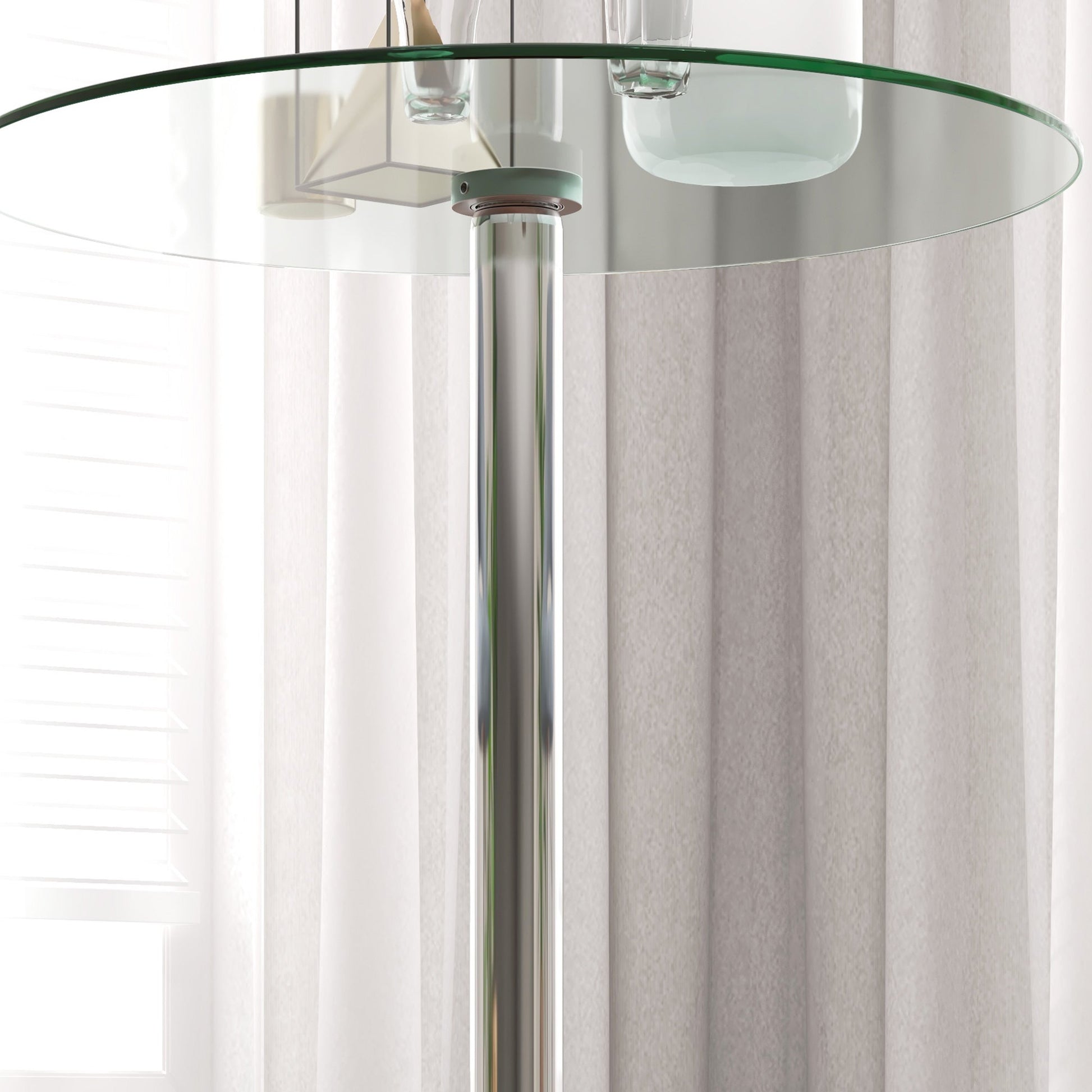 HOMCOM Round Bar Table, Modern Bistro Table with Tempered Glass Top and Steel Frame, High Pub Table for 2, Easy Assembly for Breakfast Bar, Dining Room, Clear