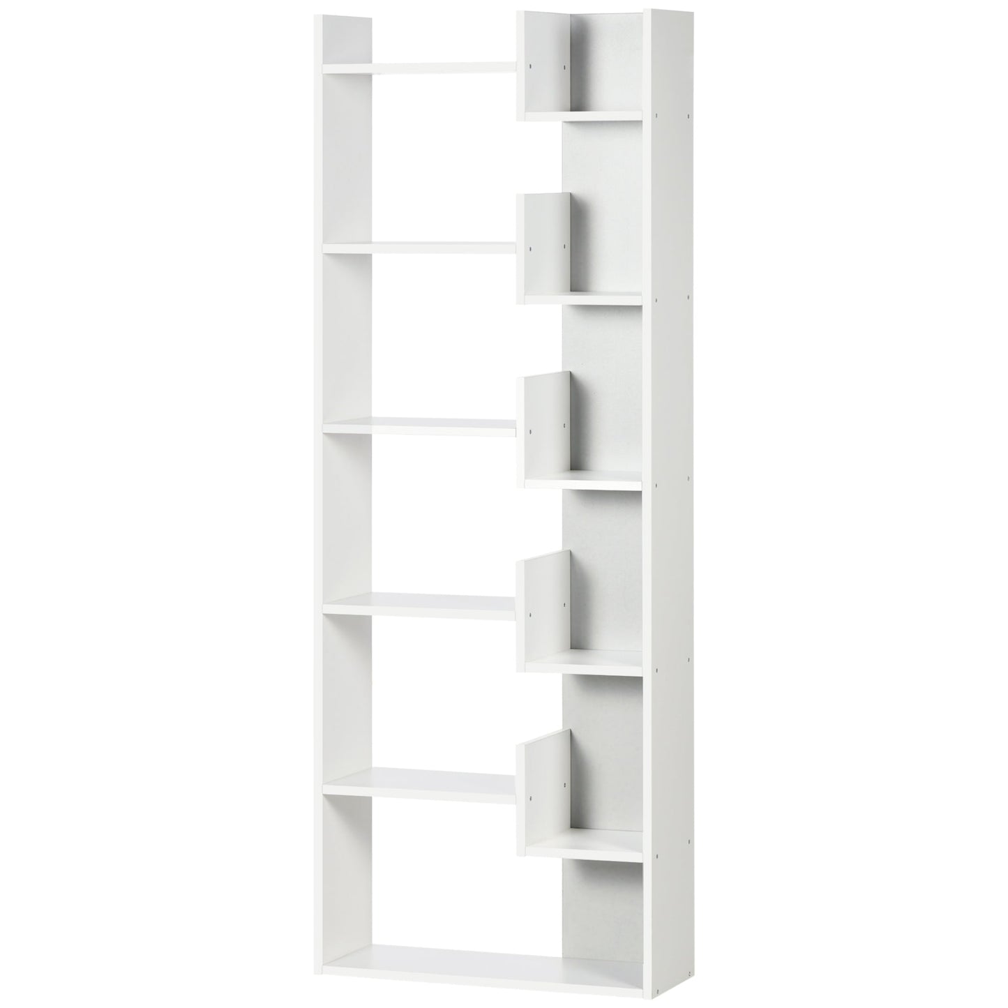 HOMCOM 6-Tier Bookshelf, Modern Bookcase with 11 Open Shelves, Freestanding Decorative Storage Shelving for Home Office and Study, White