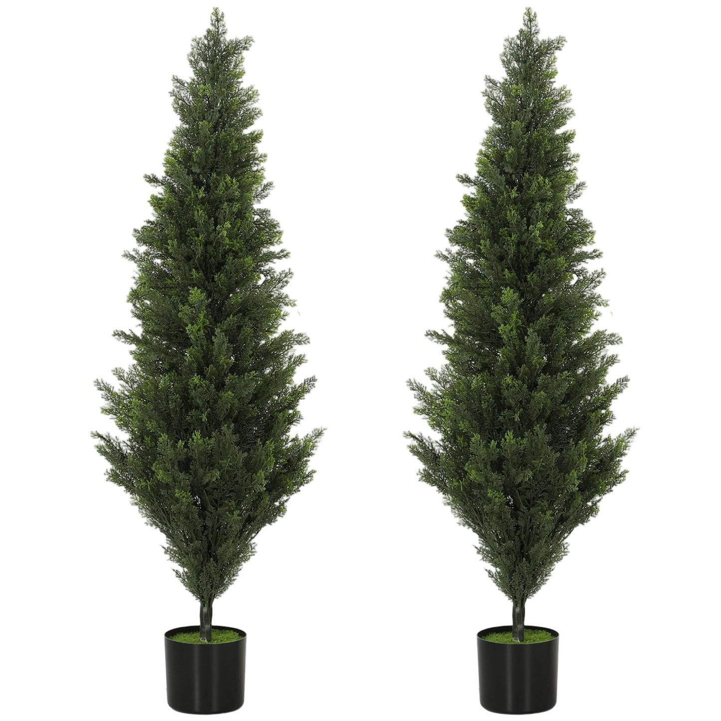 Set of 2 Decorative Artificial Plants Cypress in Weighted Pot, 120 cm Tall Fake Plant with 1092 Leaves for Home Indoor Outdoor Decor