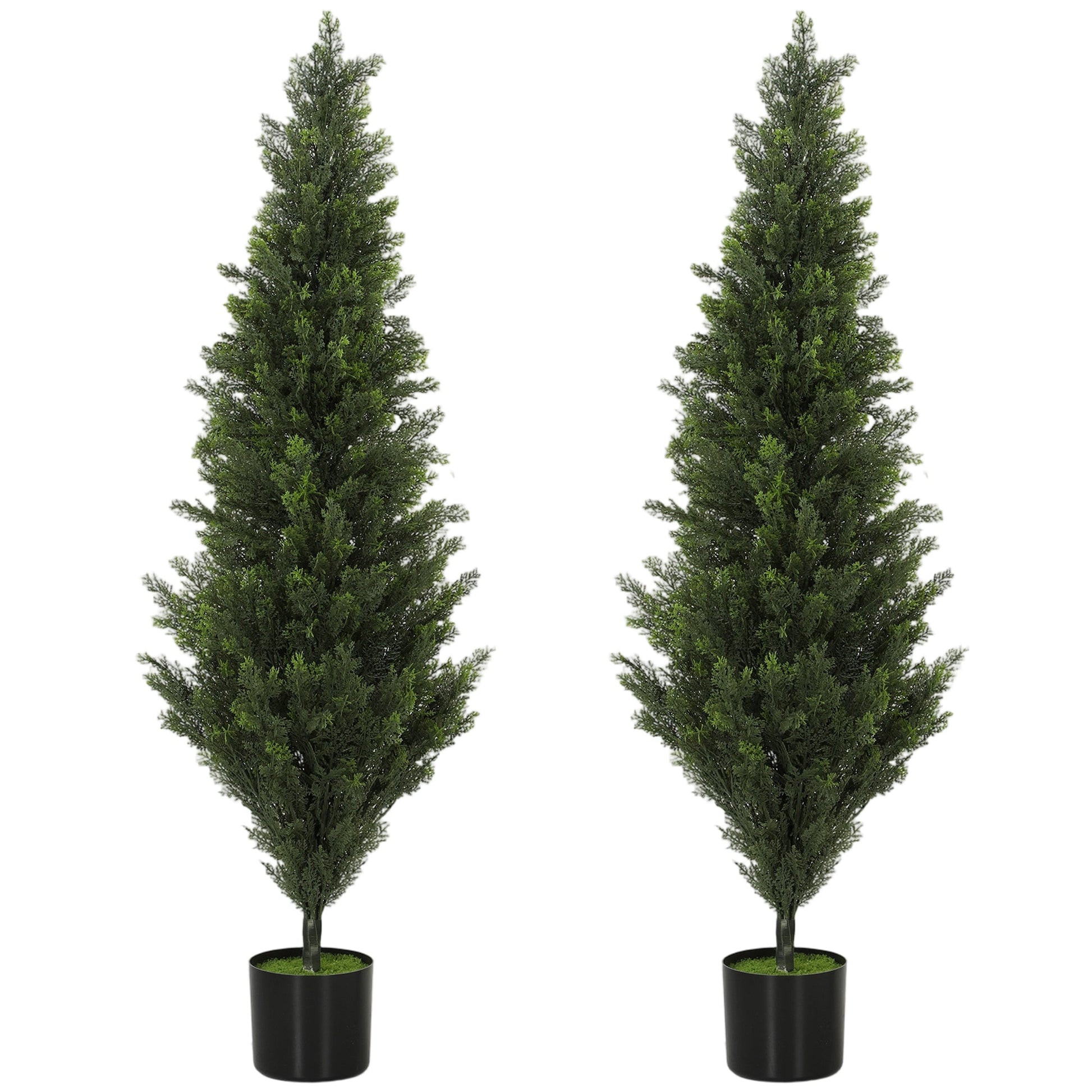 Set of 2 Decorative Artificial Plants Cypress in Weighted Pot, 120 cm Tall Fake Plant with 1092 Leaves for Home Indoor Outdoor Decor