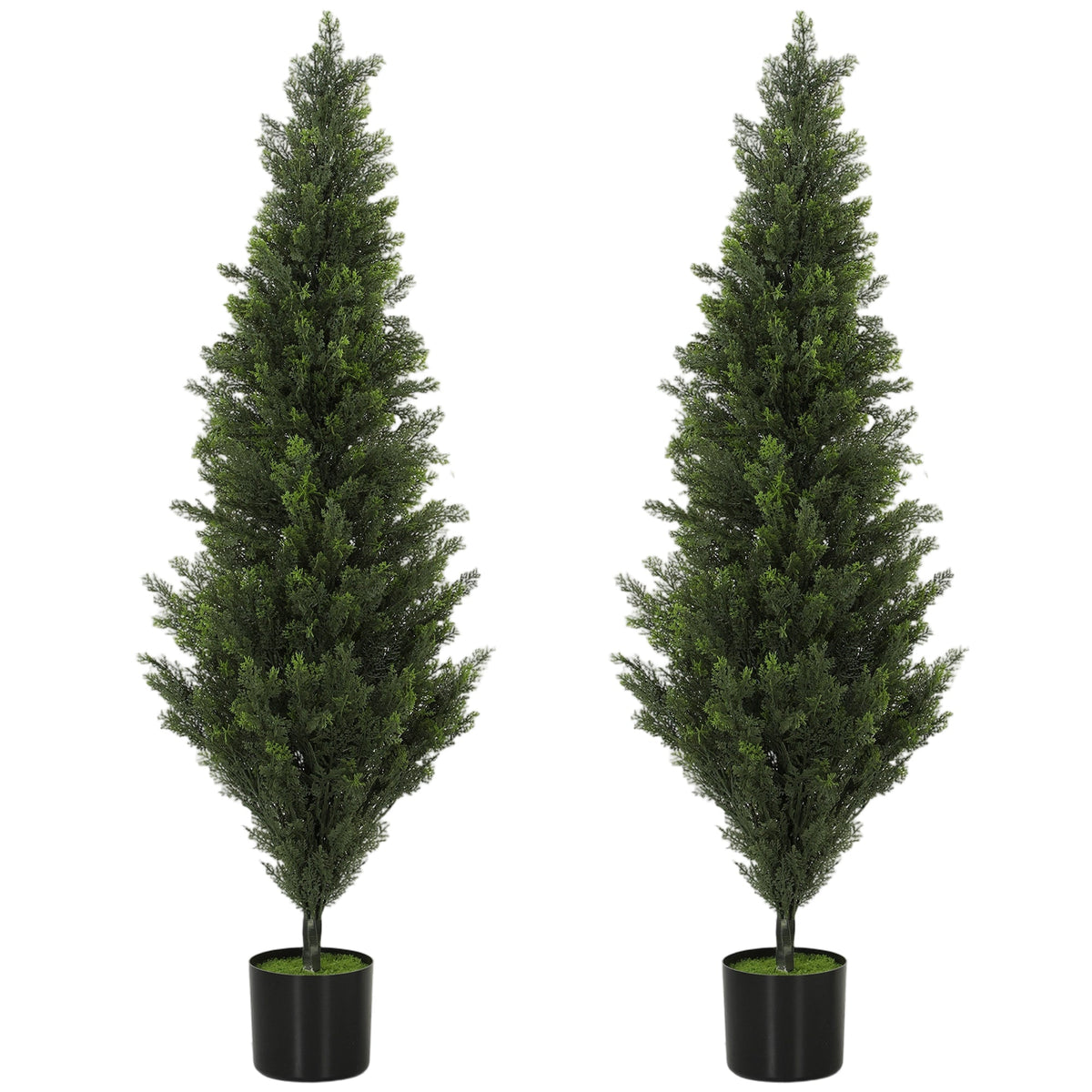 Set of 2 Decorative Artificial Plants Cypress in Weighted Pot, 120 cm Tall Fake Plant with 1092 Leaves for Home Indoor Outdoor Decor