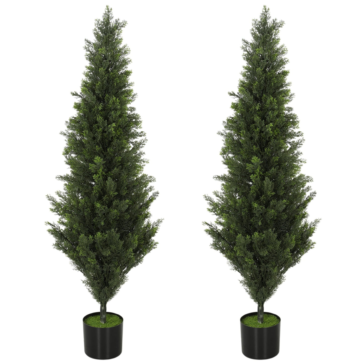 Set of 2 Decorative Artificial Plants Cypress in Weighted Pot, 120 cm Tall Fake Plant with 1092 Leaves for Home Indoor Outdoor Decor
