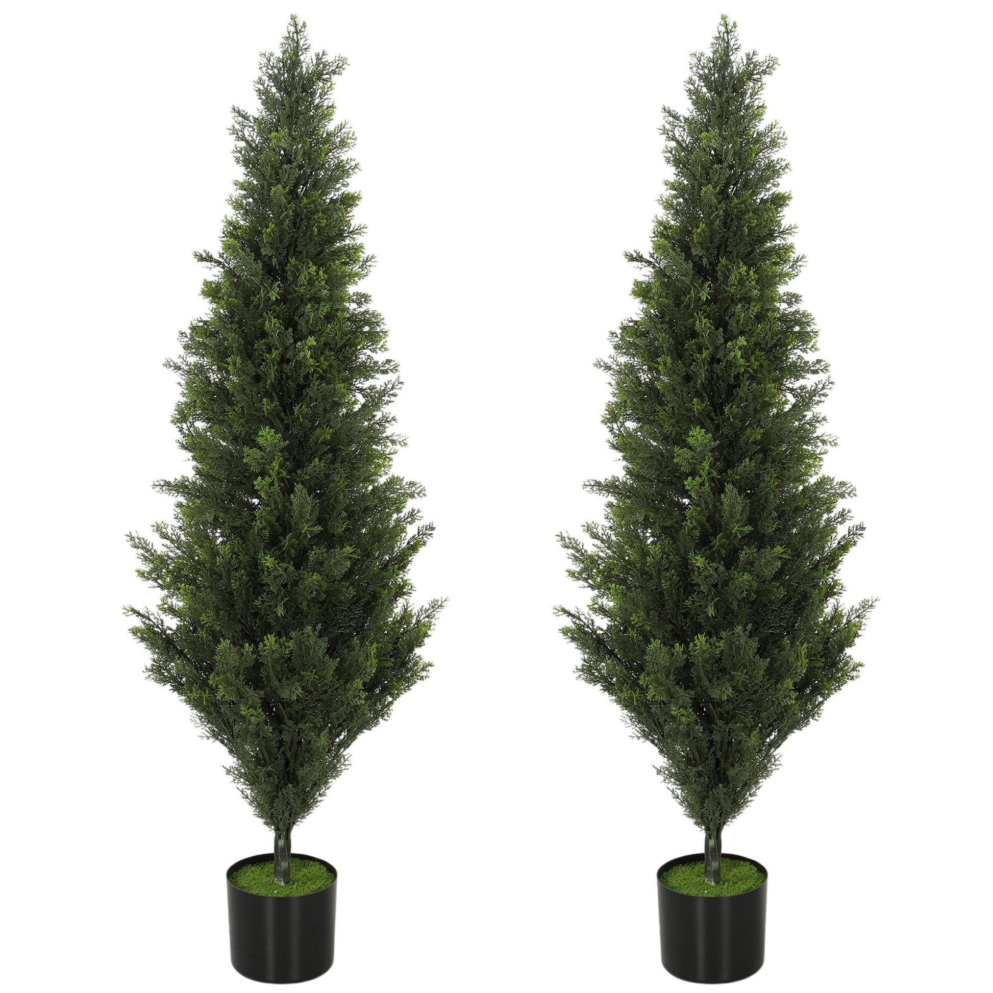 Set of 2 Decorative Artificial Plants Cypress in Weighted Pot, 120 cm Tall Fake Plant with 1092 Leaves for Home Indoor Outdoor Decor