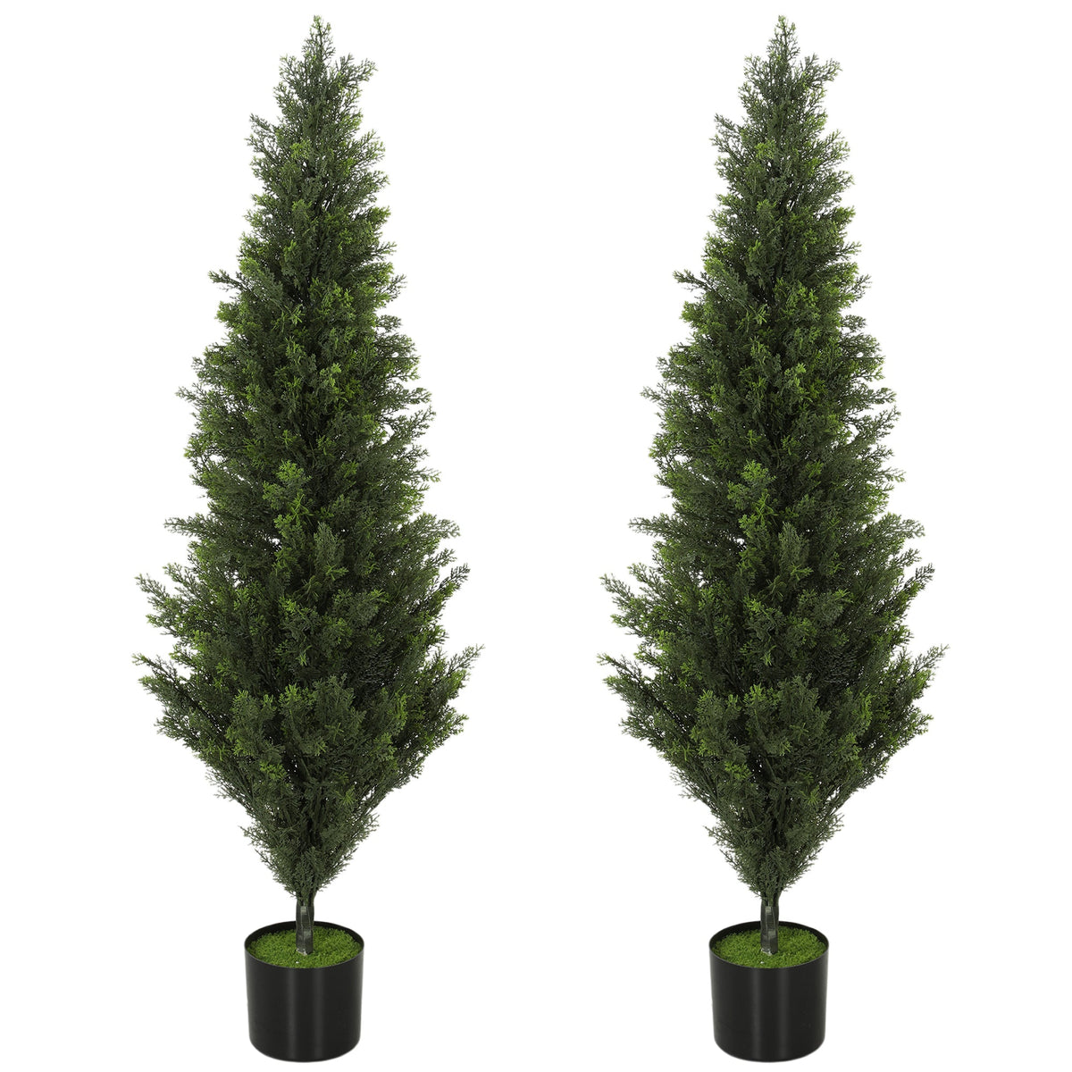 Set of 2 Decorative Artificial Plants Cypress in Weighted Pot, 120 cm Tall Fake Plant with 1092 Leaves for Home Indoor Outdoor Decor
