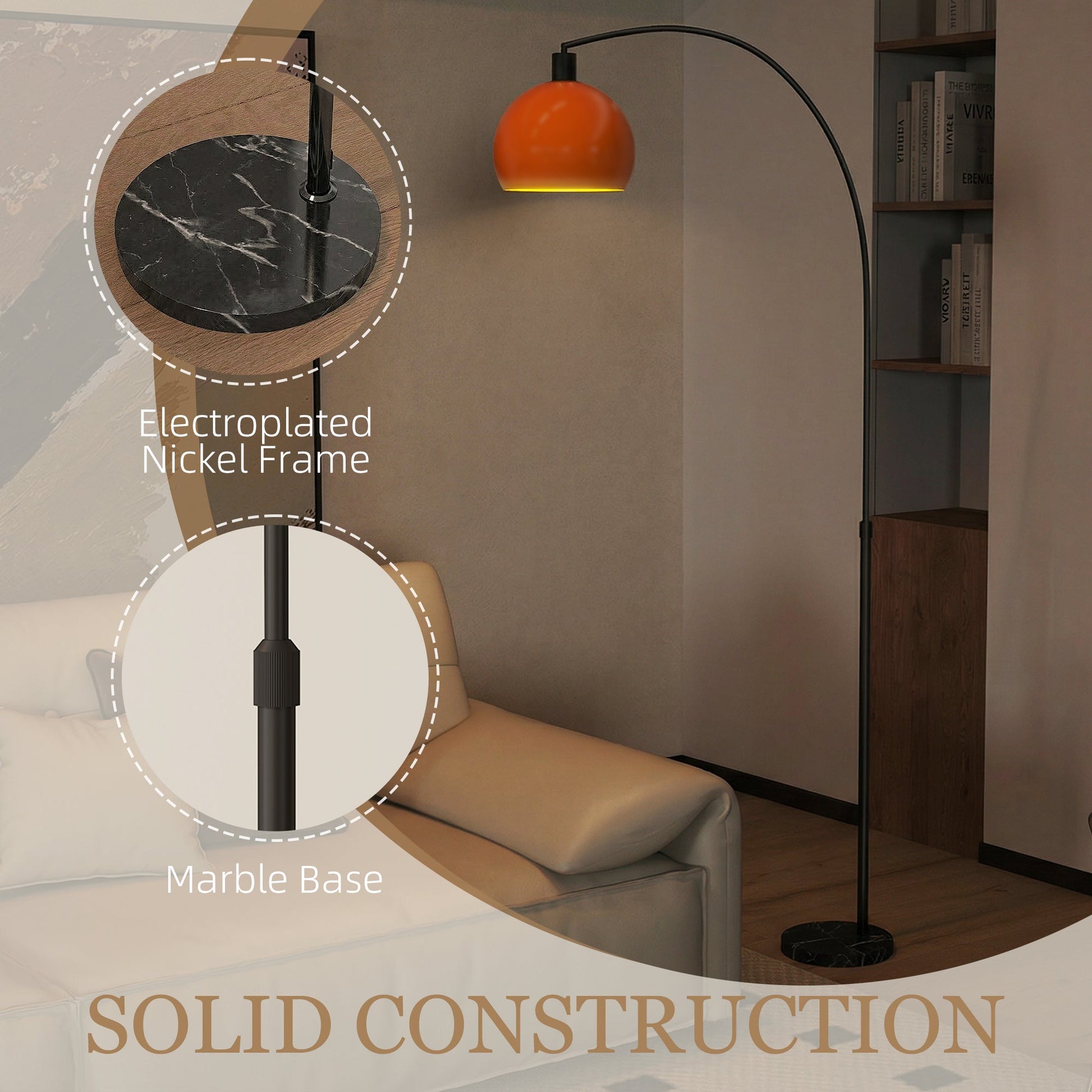 Floor Lamp for Living Room, Modern Standing Lamp with Shade & Foot Switch, Minimalist Tall Pole Lampshade for Bedroom, Office, Black