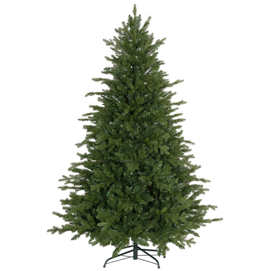 6ft Artificial Christmas Tree with 1821 Tips, Metal Base, Realistic Hinged Xmas Tree for Home Office, Green