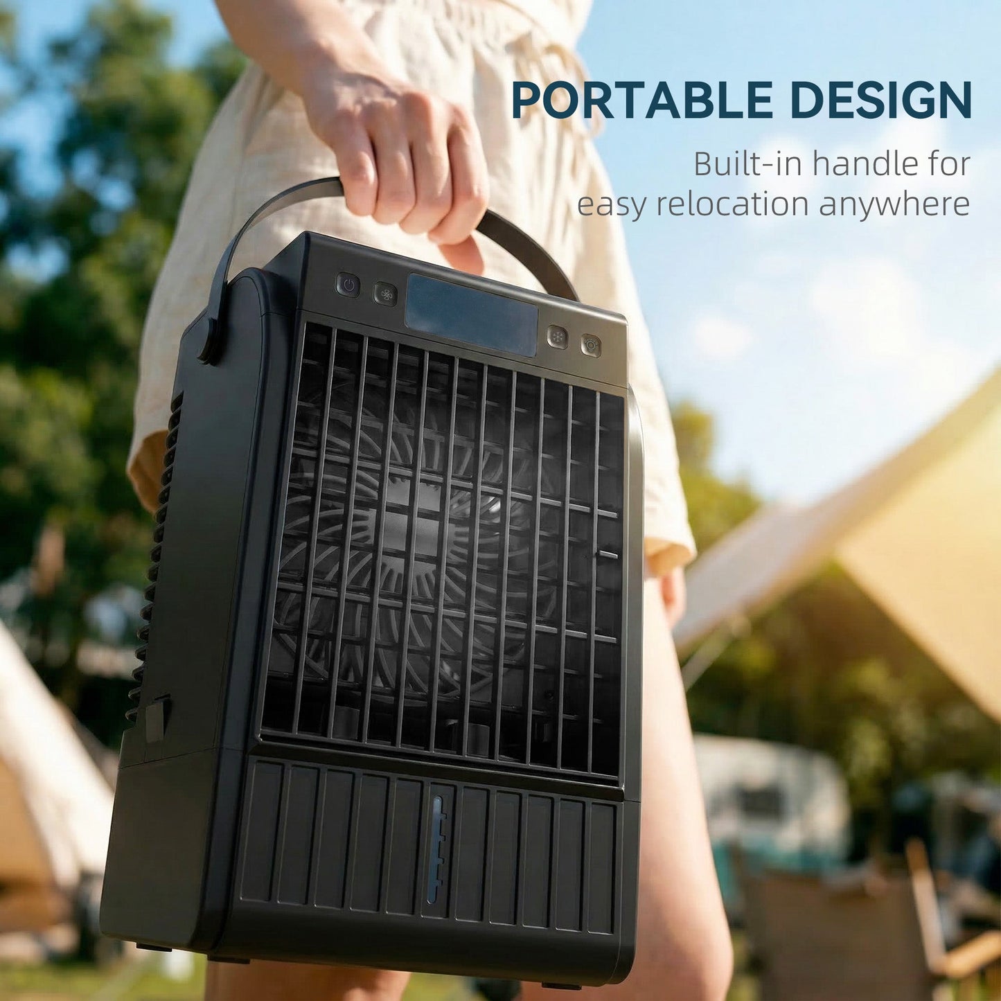 Portable Air Conditioner, 4-in-1 Mini Air Cooler with 4 Wind Speed, 2 Mist Mode, RGB 7 LED Light, 1500ml Water Tank, 2-6H Timer, Small Cooling Fan for Home, Office, Bedroom, Black