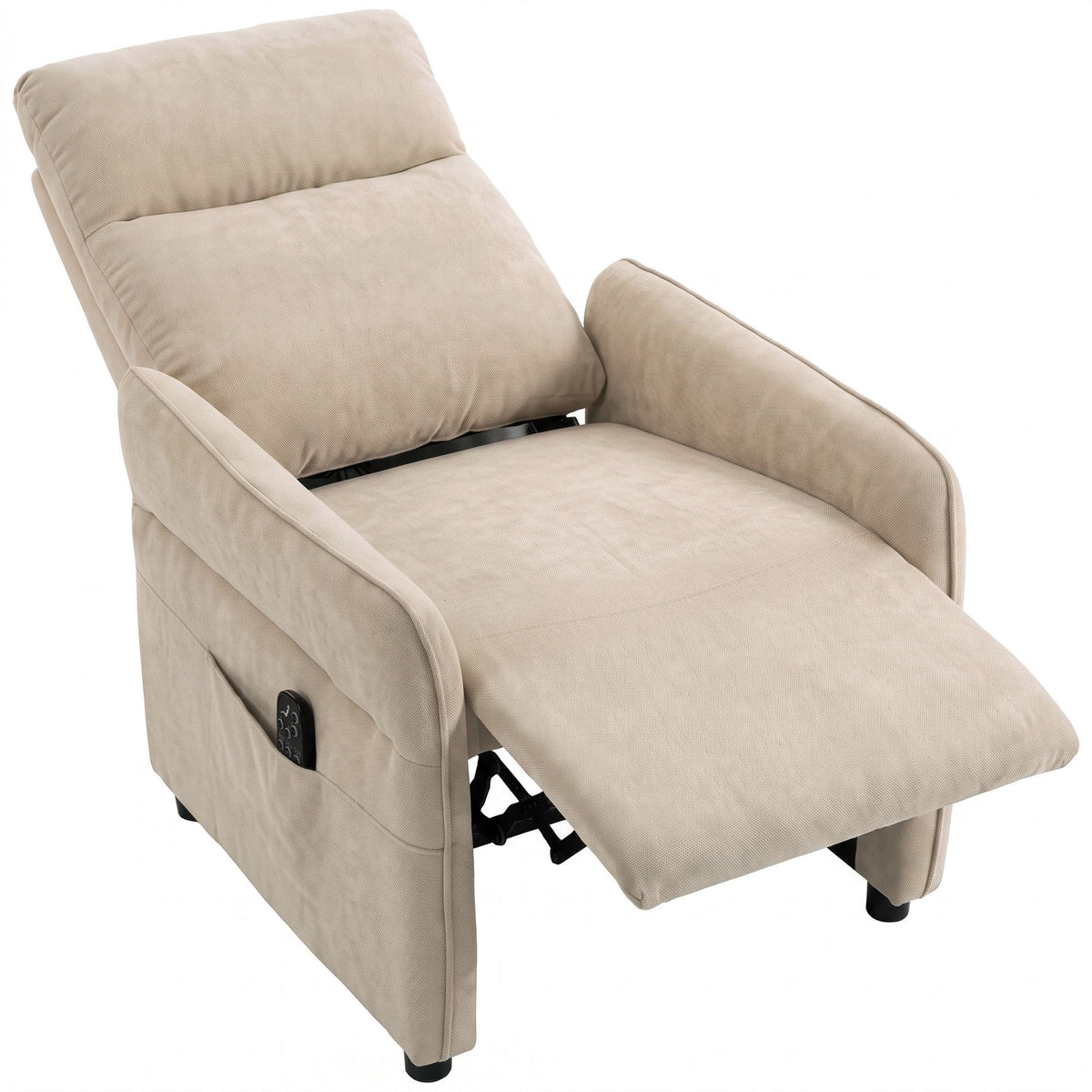 Recliner Armchair, Push Back Recliner Chair w/ Massage & Heat, Adjustable Armrests, Spring Seat, Terry Cloth Manual Reclining Single Sofa w/ Footrest, Side Pockets for Home Living Room, Beige