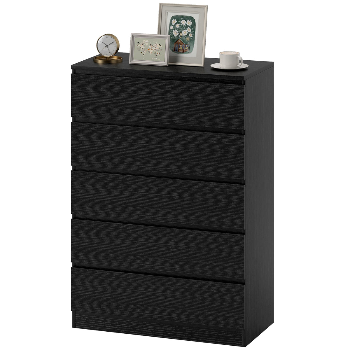 Chest of Drawers, 5 Drawer Dresser, Modern Storage Cabinet with 5 Drawers, for Bedroom, Living Room, Black